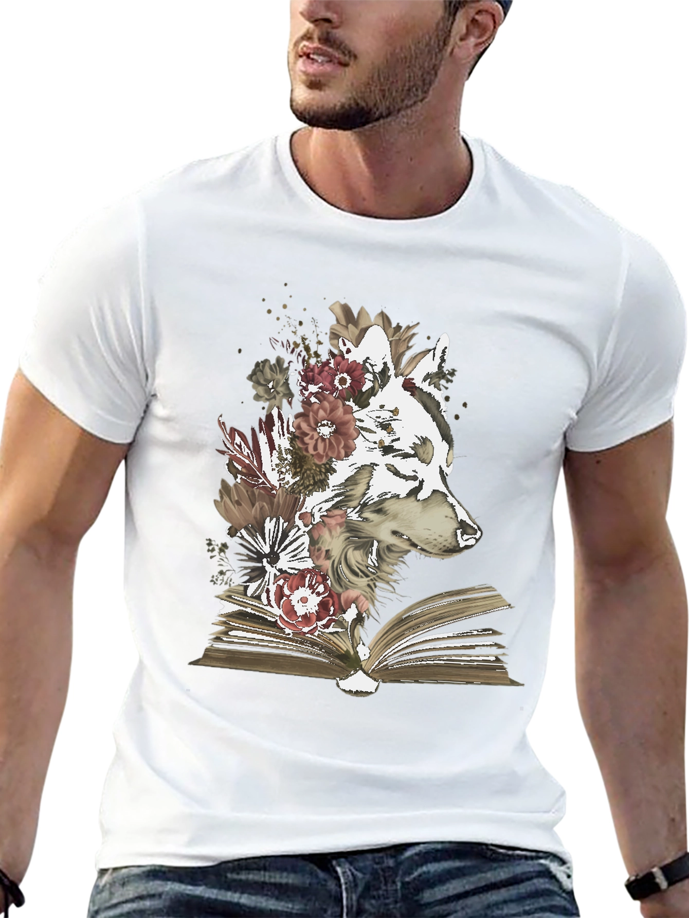Wolf & Book Floral Graphic Tee