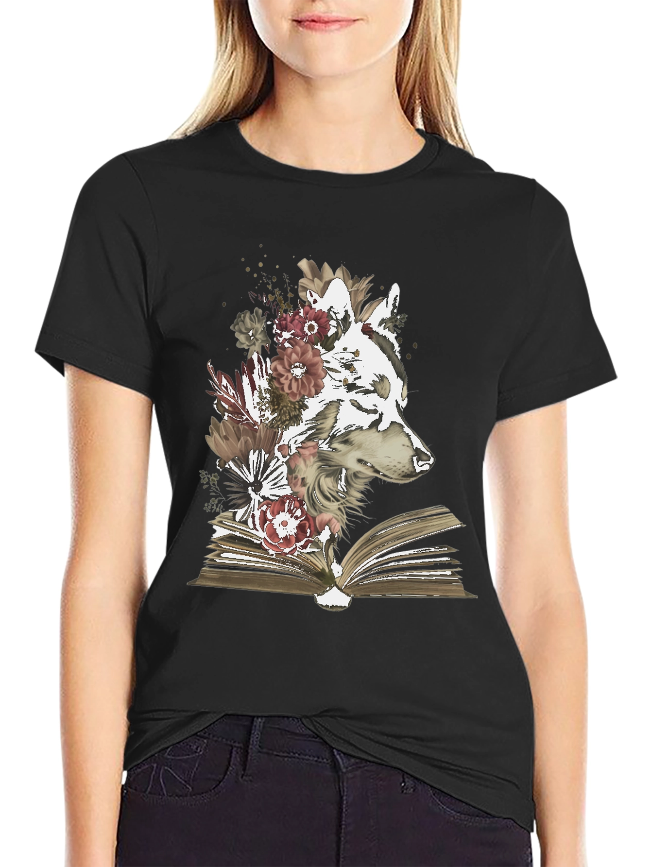 Wolf & Book Floral Graphic Tee