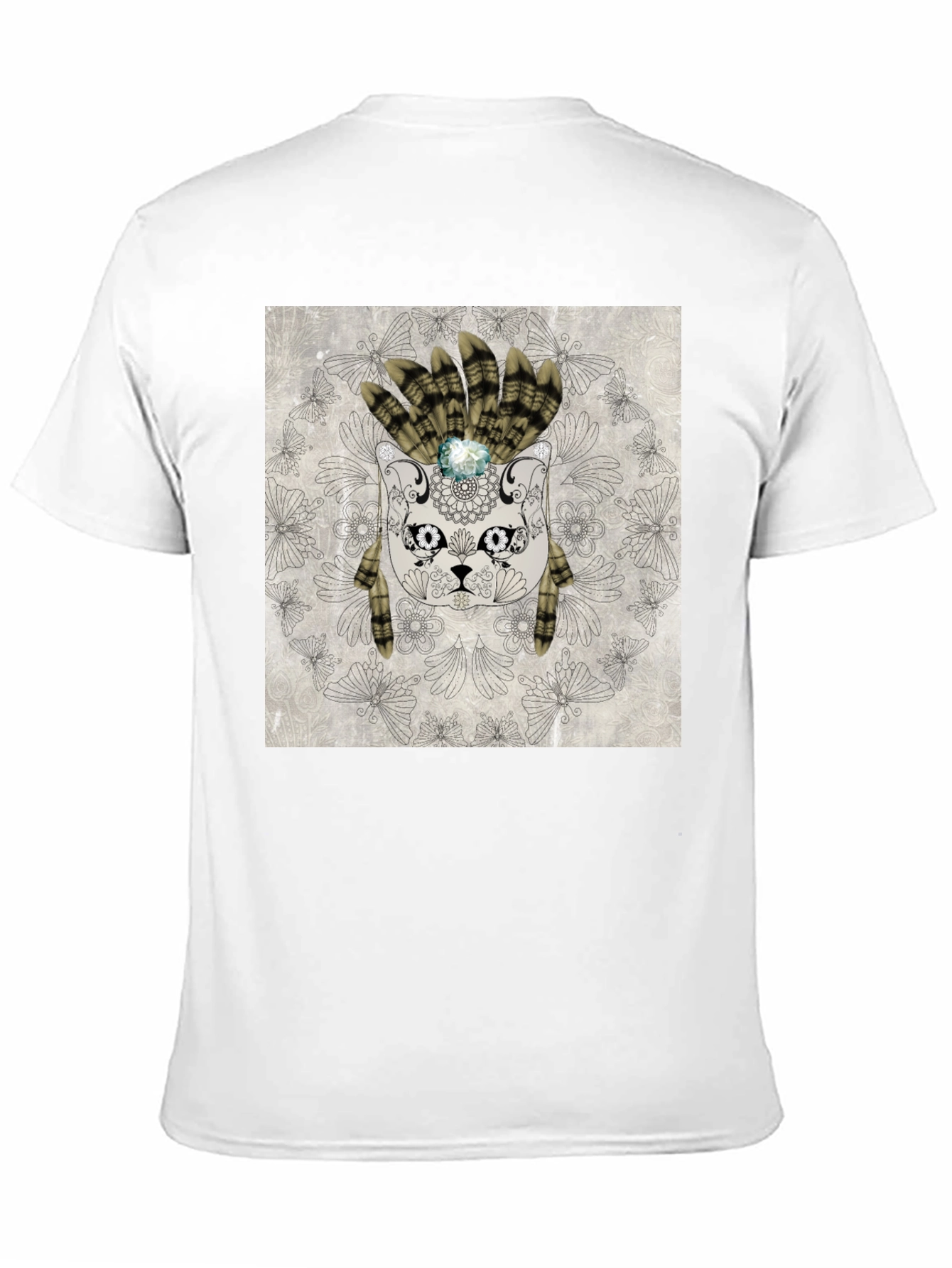Sugar Skull Cat Graphic T-Shirt - Black