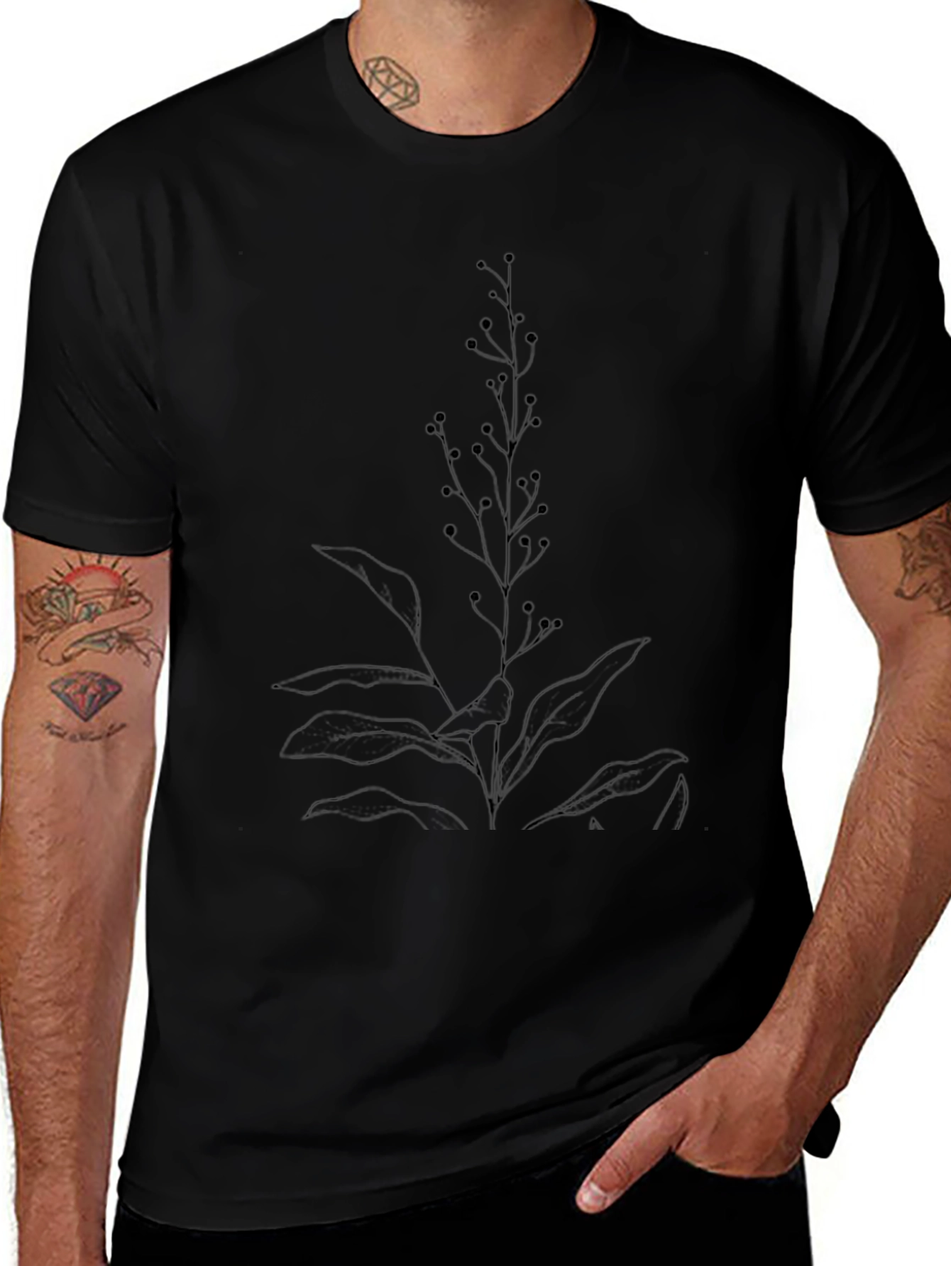 Botanical Graphic Black T-Shirt