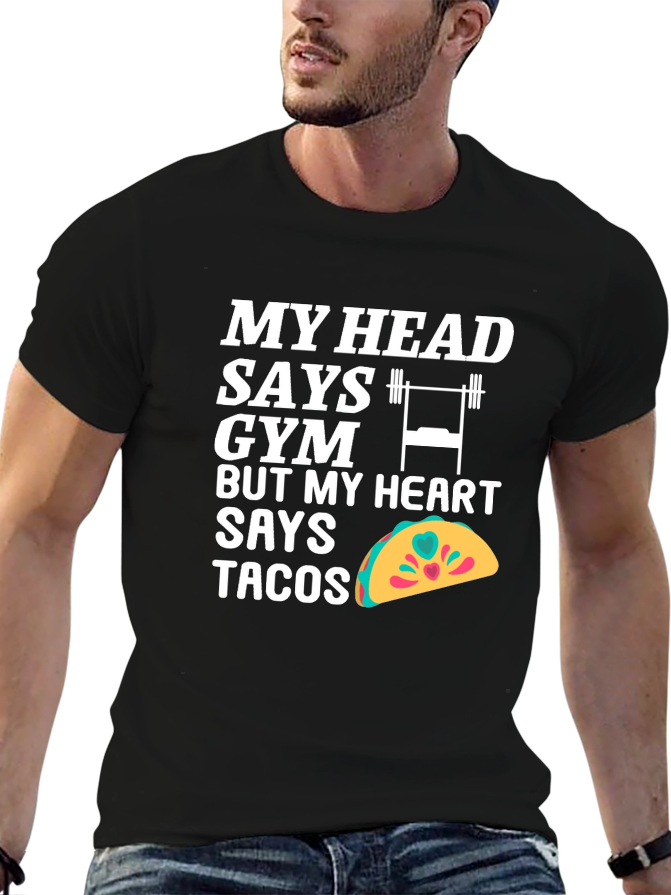 Funny Gym and Tacos Graphic T-Shirt