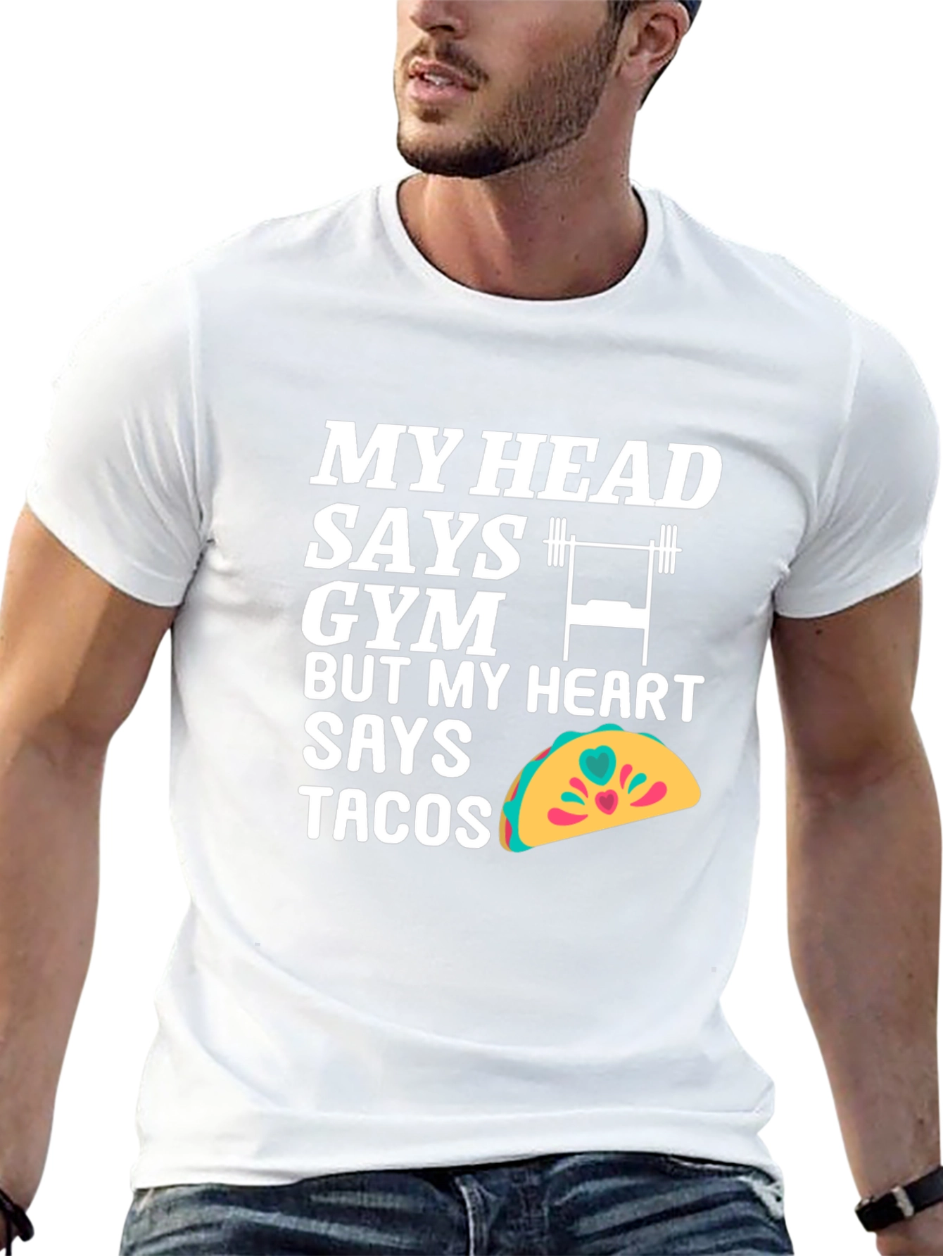 Funny Gym and Tacos Graphic T-Shirt