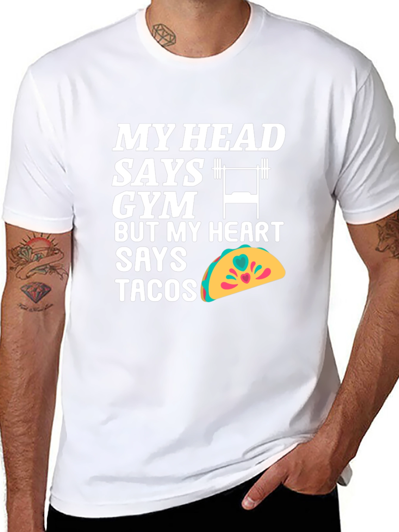 Funny Gym and Tacos Graphic T-Shirt