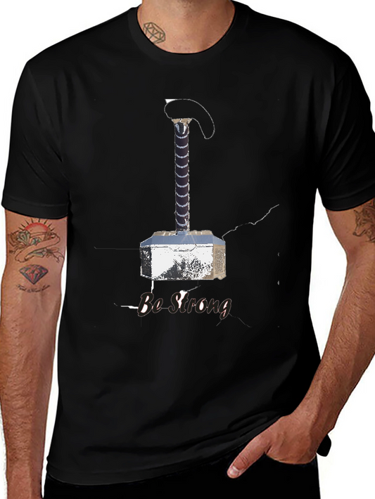 Be Strong Thor Hammer T-Shirt - Black