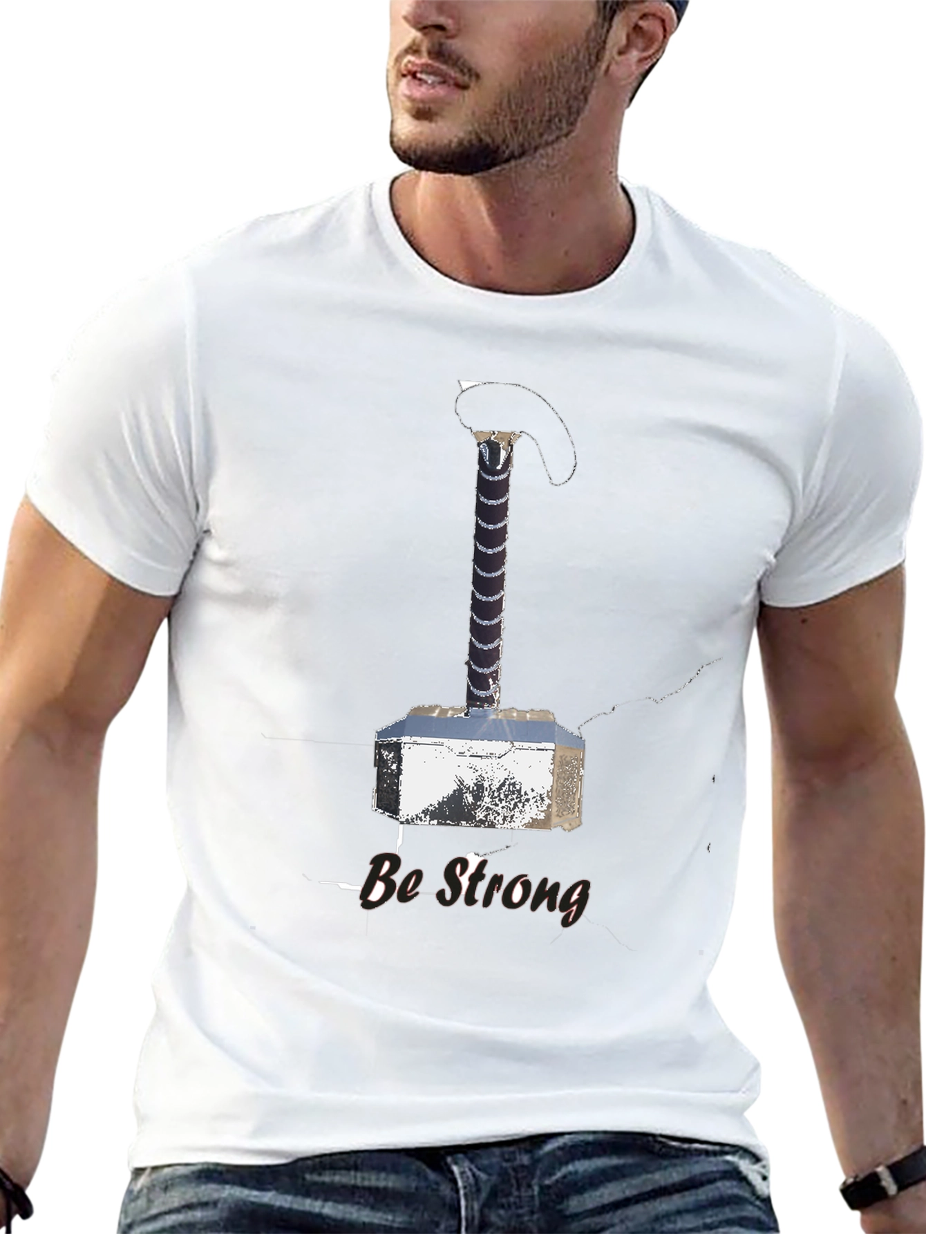Be Strong Thor Hammer T-Shirt - Black