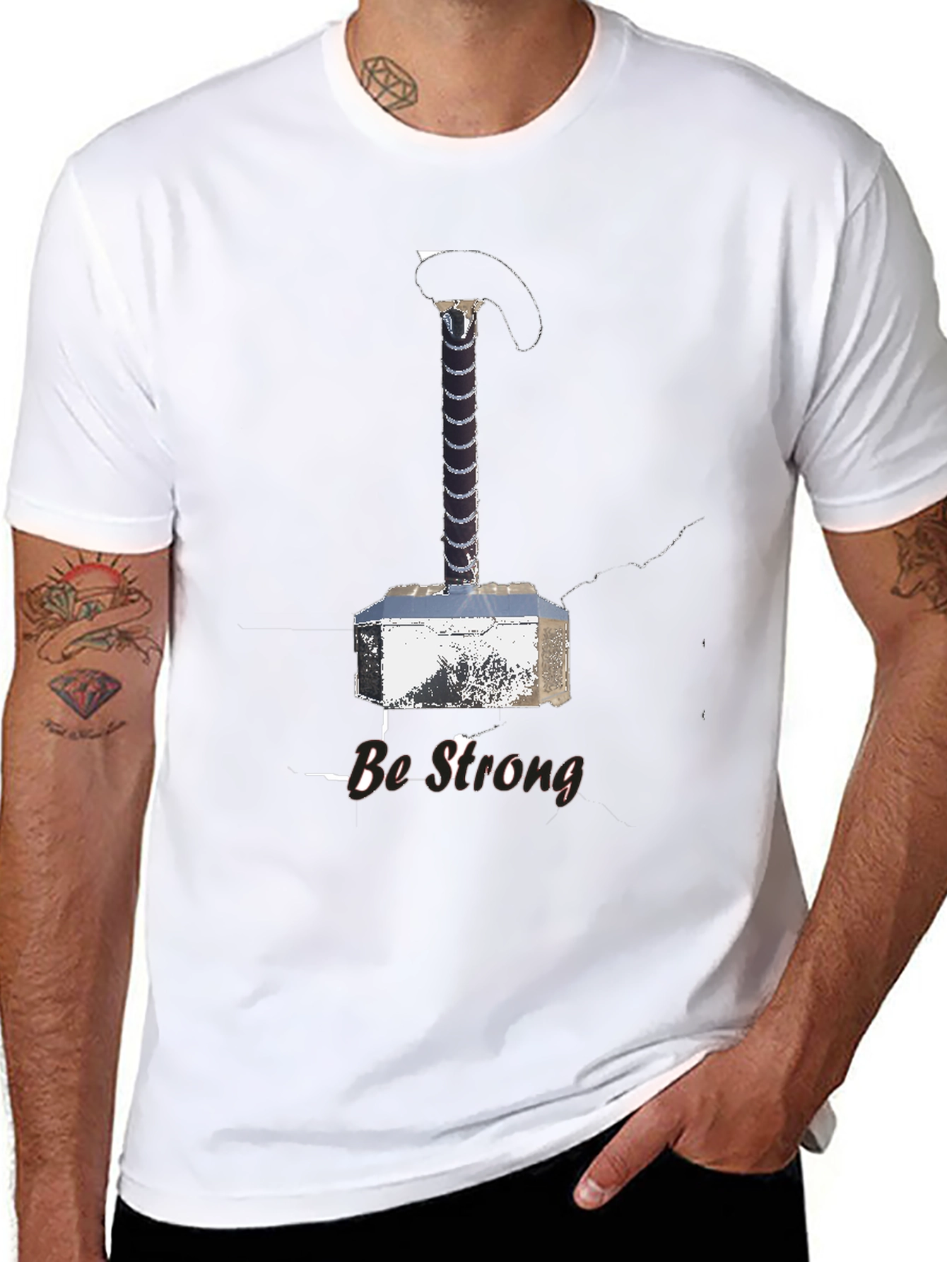 Be Strong Thor Hammer T-Shirt - Black