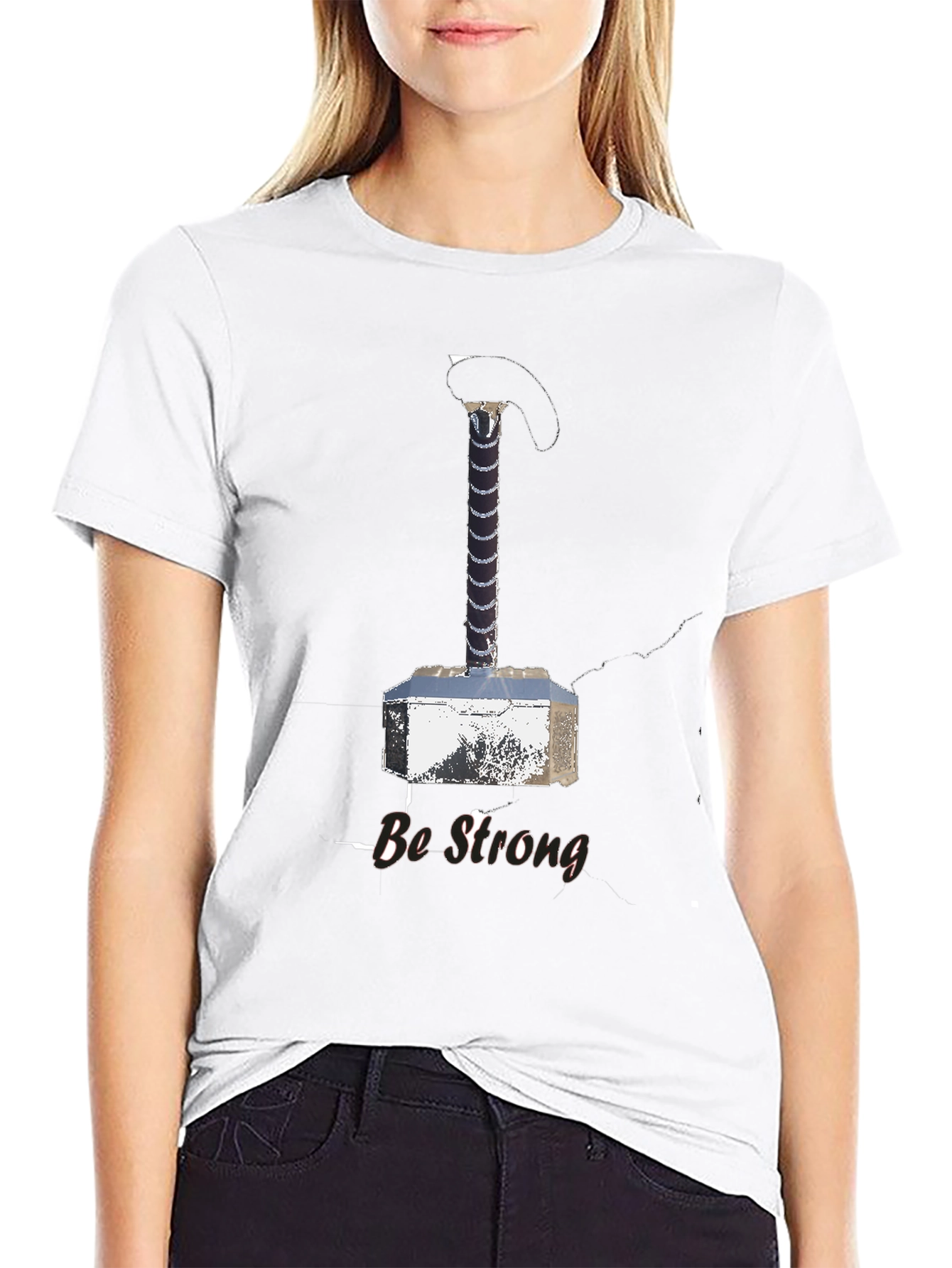 Be Strong Thor Hammer T-Shirt - Black
