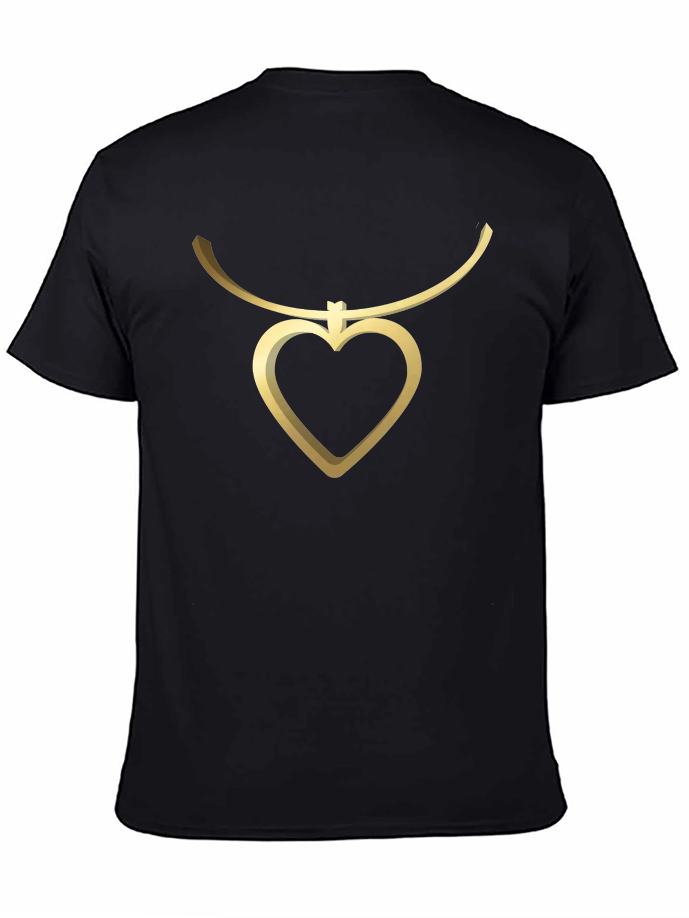 Heart Pendant Tee - Stylish Mens Black T-Shirt