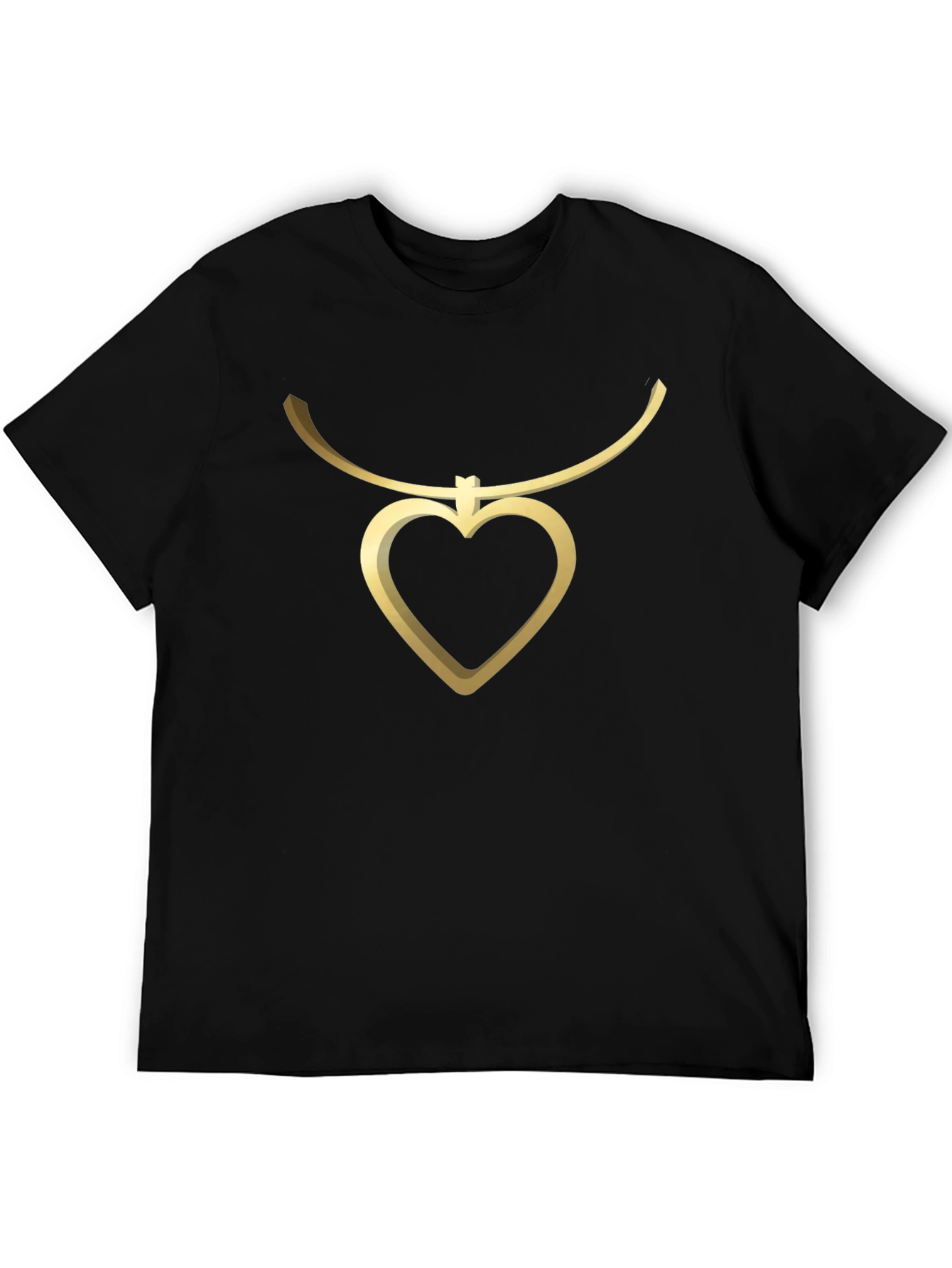 Heart Pendant Tee - Stylish Mens Black T-Shirt