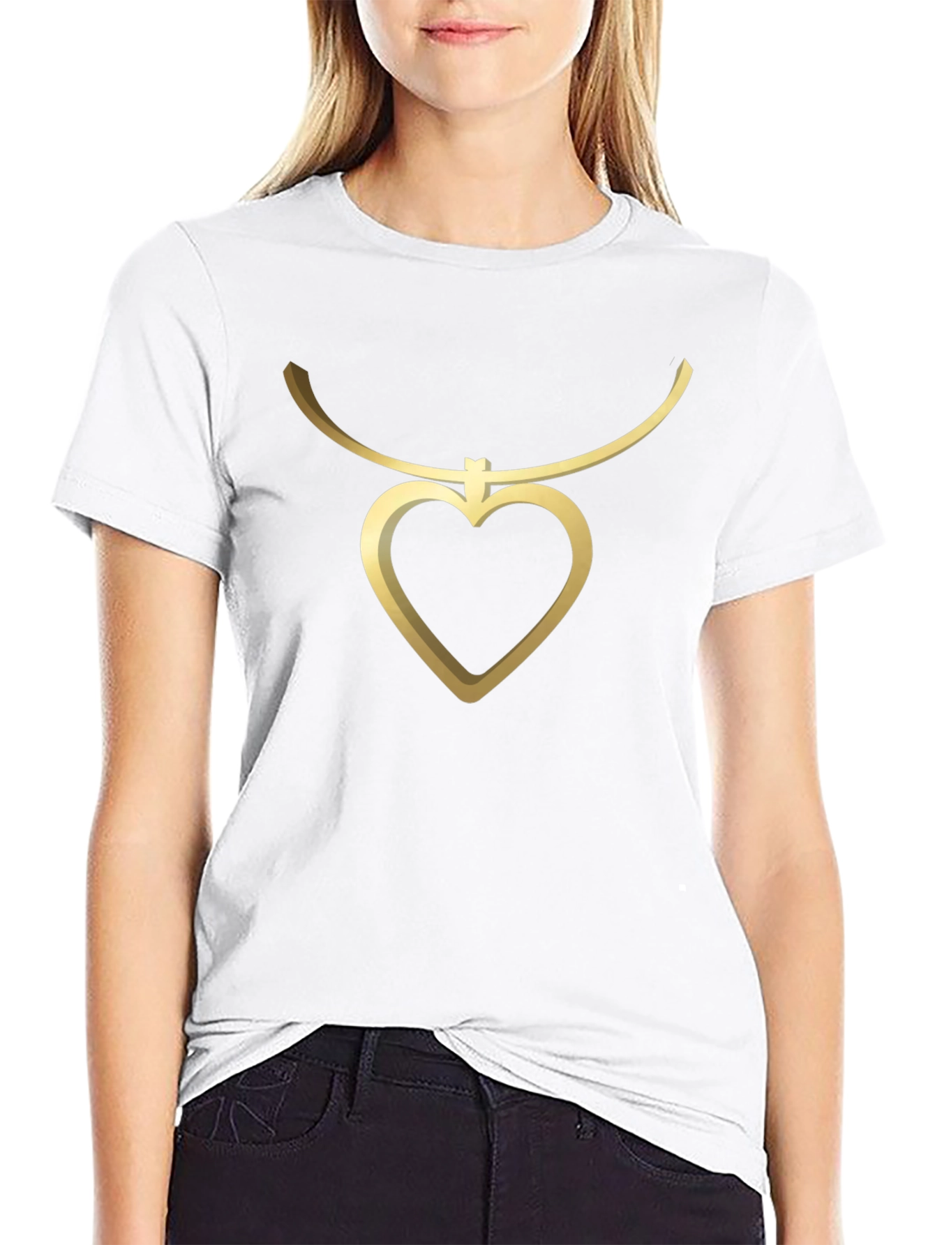 Heart Pendant Tee - Stylish Mens Black T-Shirt
