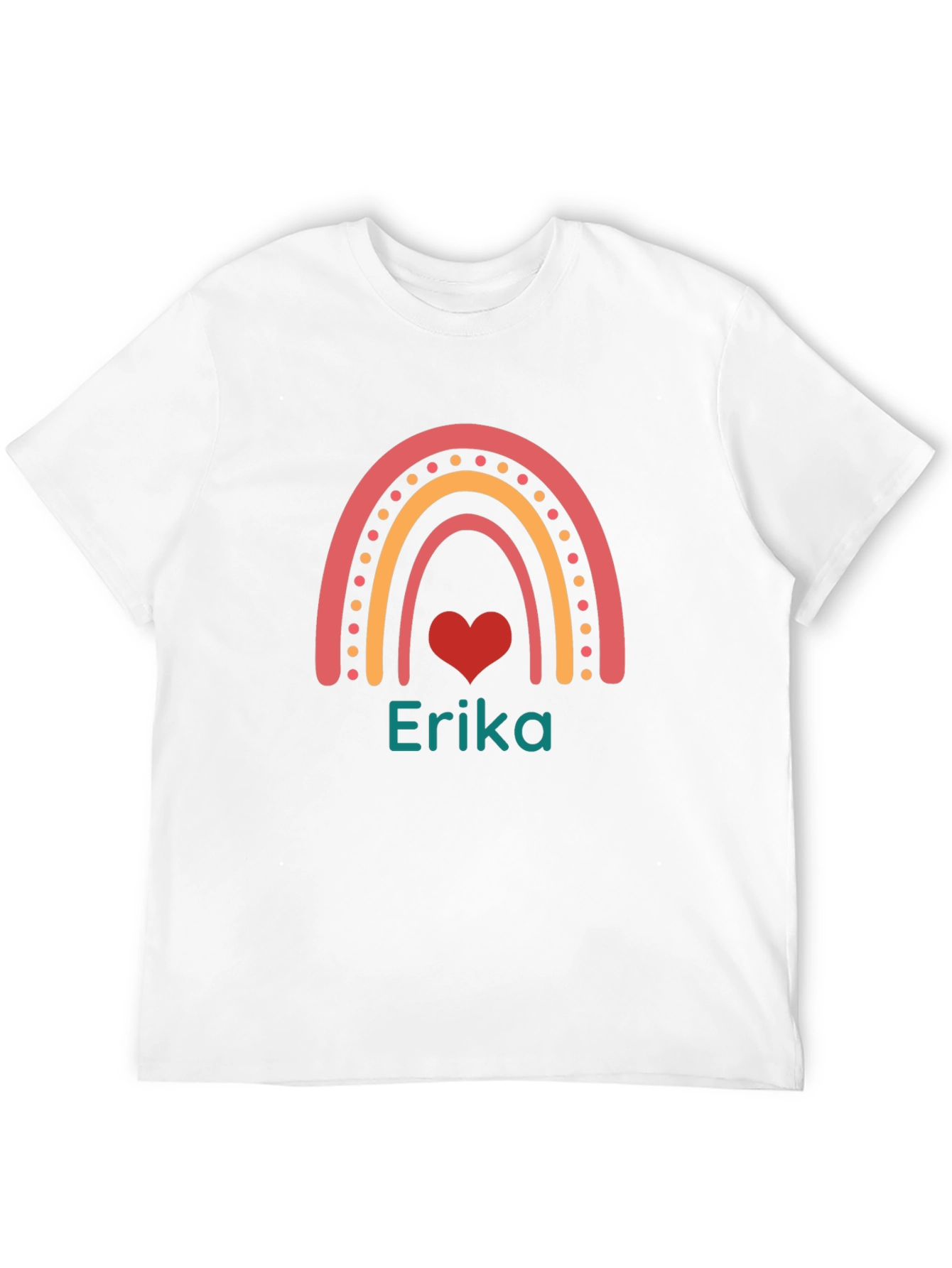 Personalized Erika Rainbow Heart T-Shirt