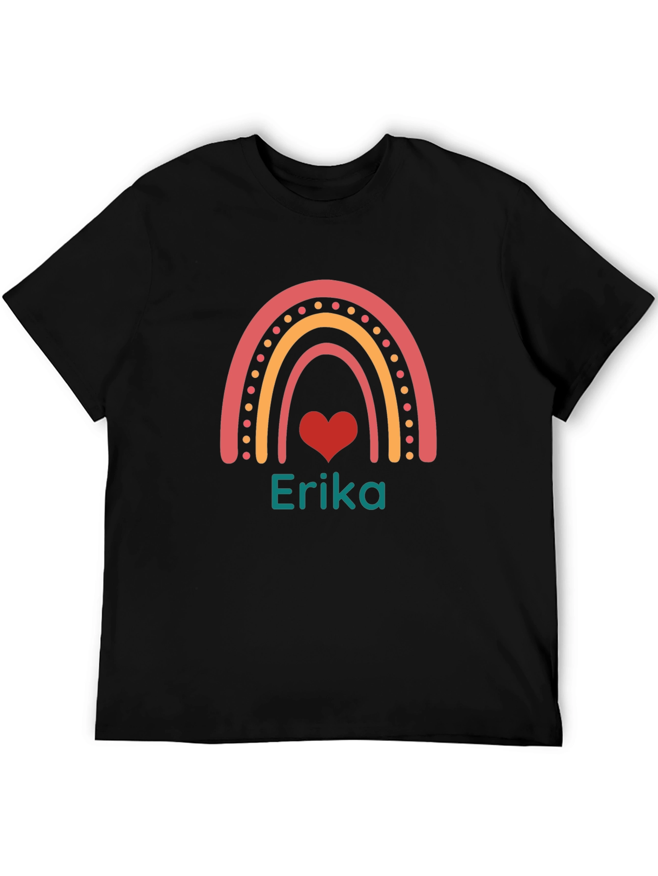 Personalized Erika Rainbow Heart T-Shirt