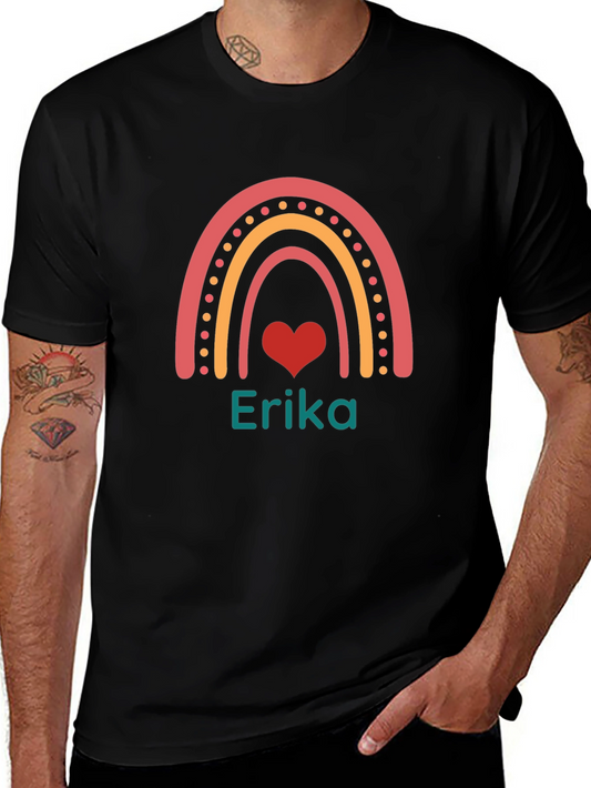 Personalized Erika Rainbow Heart T-Shirt