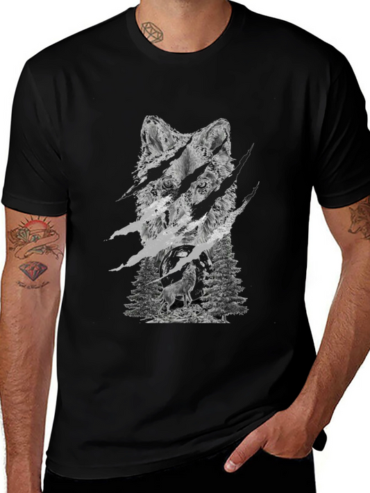 Wolf Graphic Tee - Black Cotton Blend