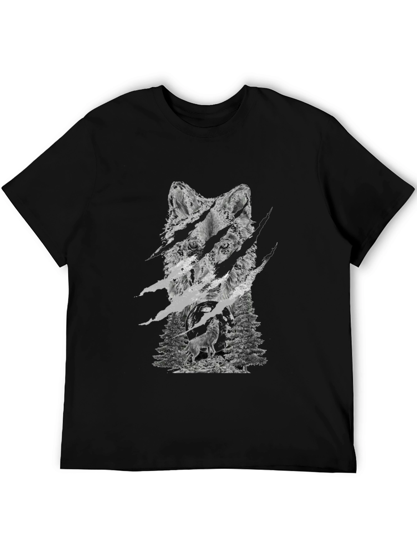 Wolf Graphic Tee - Black Cotton Blend