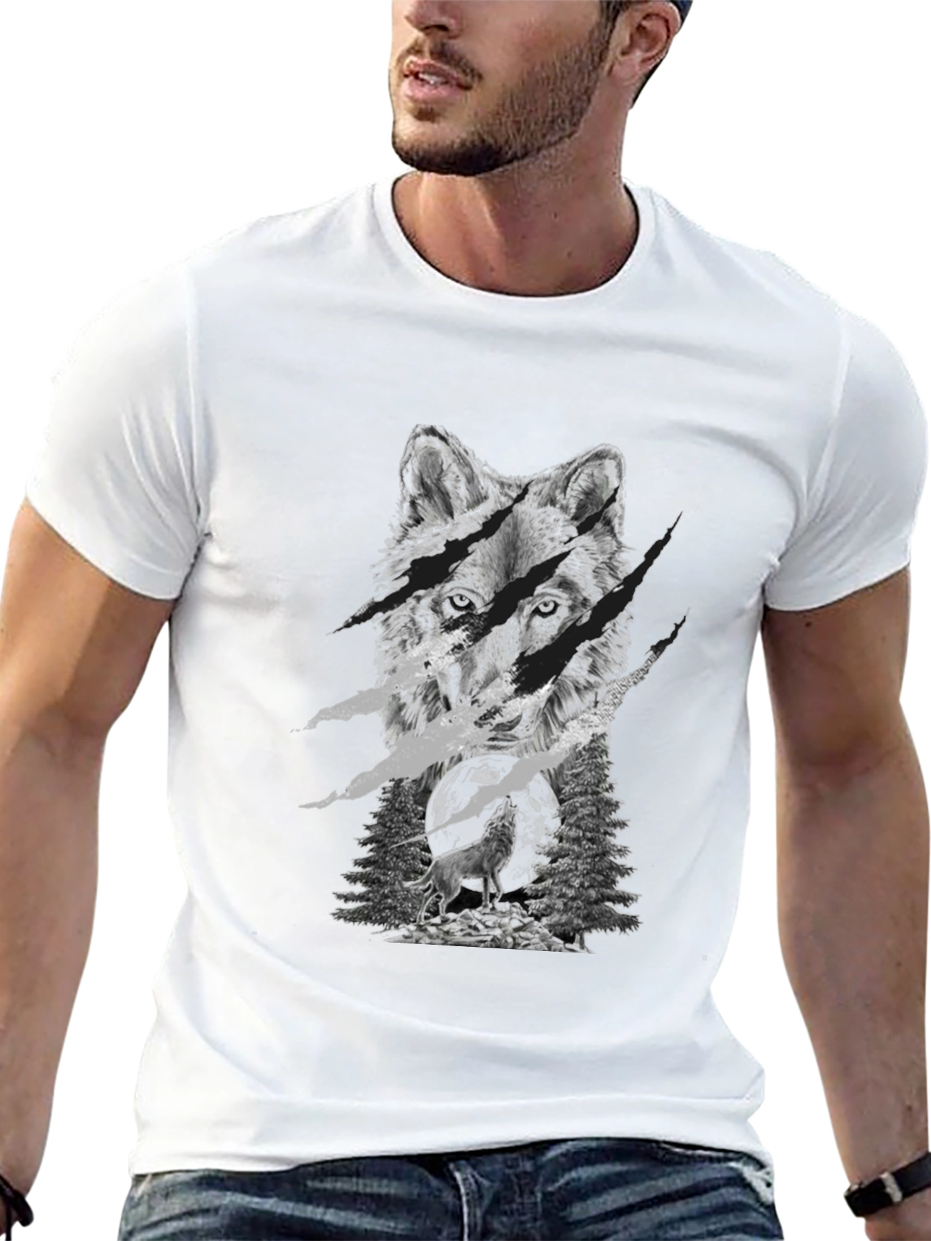 Wolf Graphic Tee - Black Cotton Blend