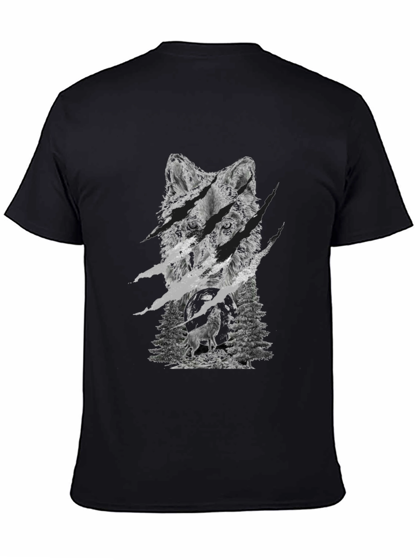 Wolf Graphic Tee - Black Cotton Blend