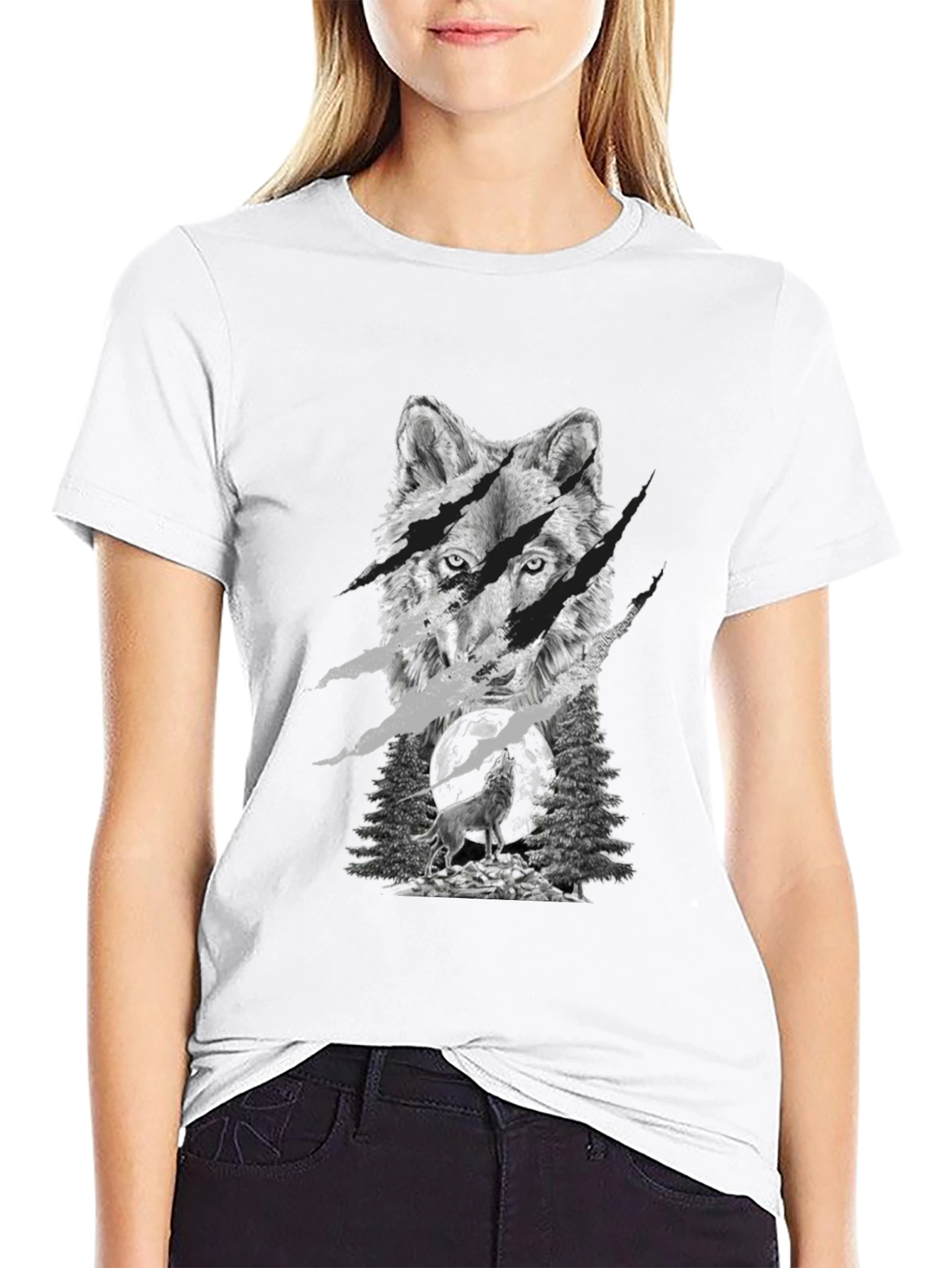 Wolf Graphic Tee - Black Cotton Blend