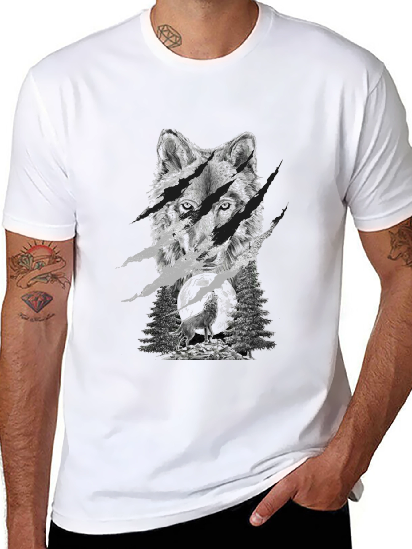 Wolf Graphic Tee - Black Cotton Blend