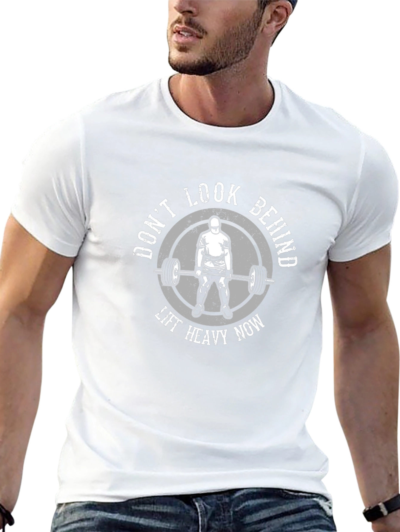 Dont Look Behind Lift Heavy Now Black T-Shirt