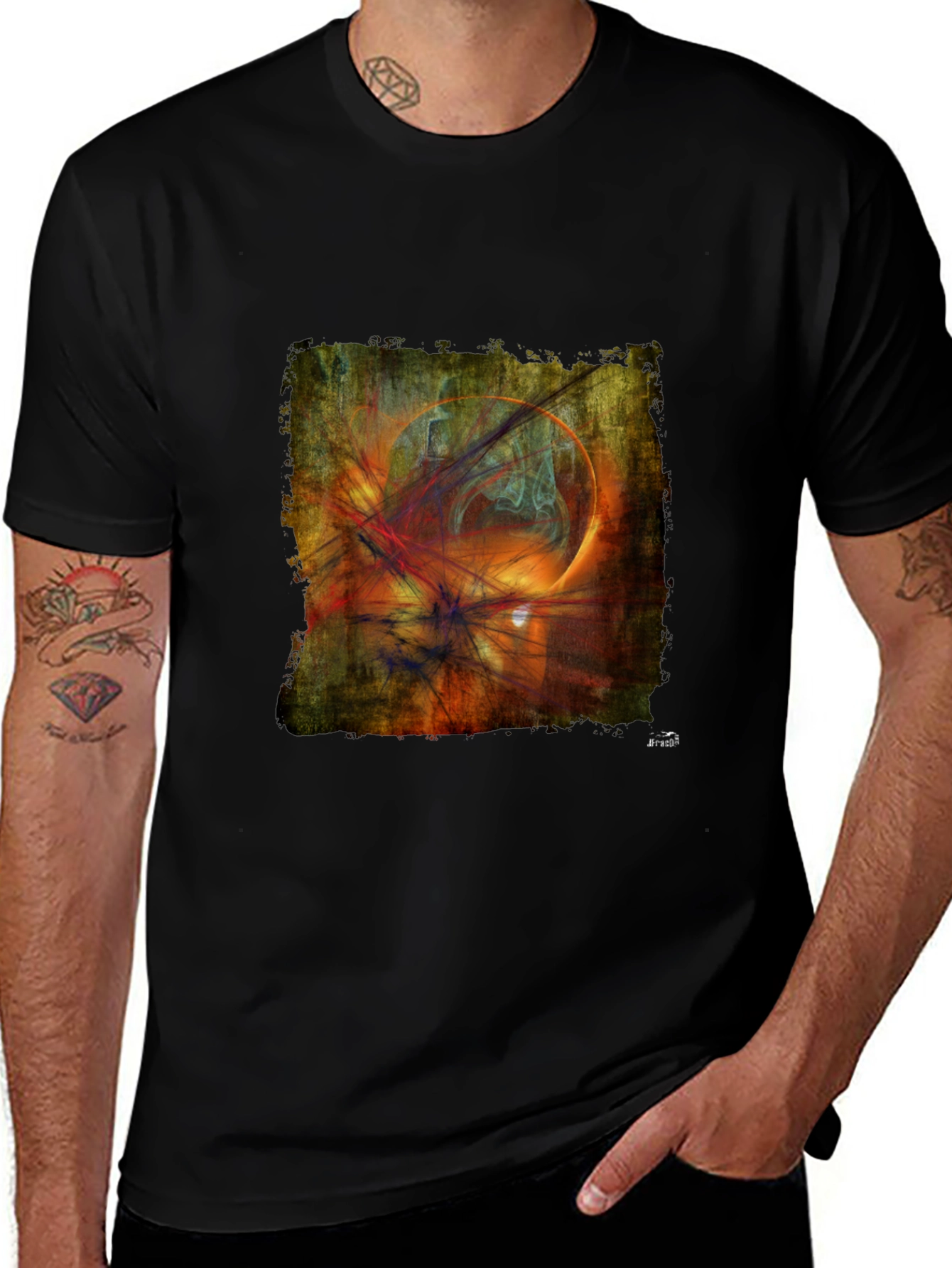 Abstract Art Graphic Tee - Mens Black T-Shirt