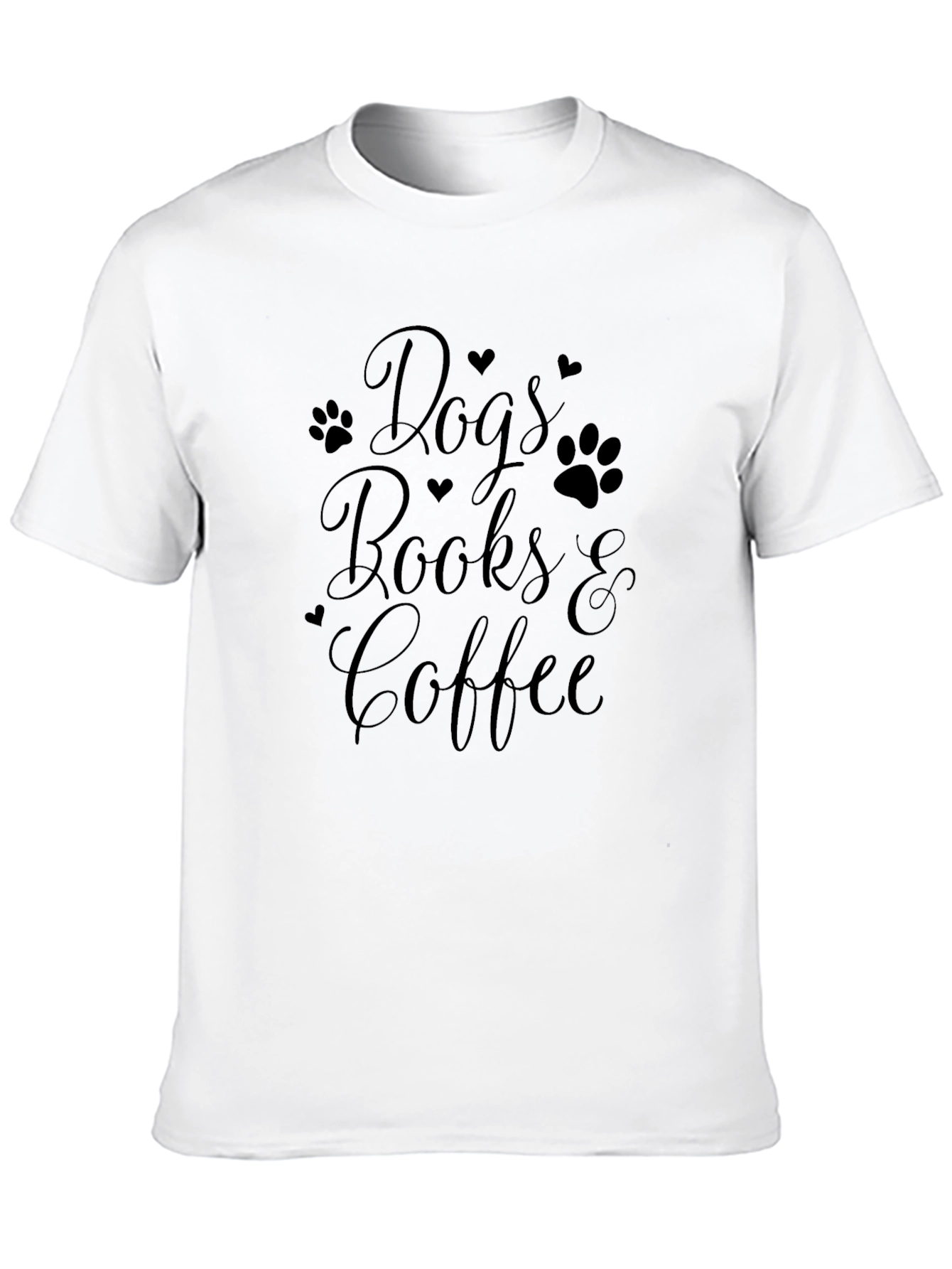 Dogs Books & Coffee Graphic Tee - Black