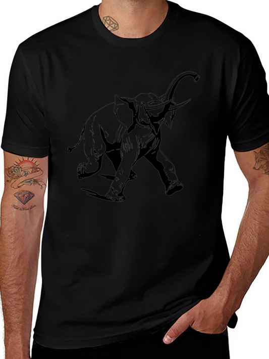 Elephant Graphic Tee - Black Cotton Blend Casual Shirt