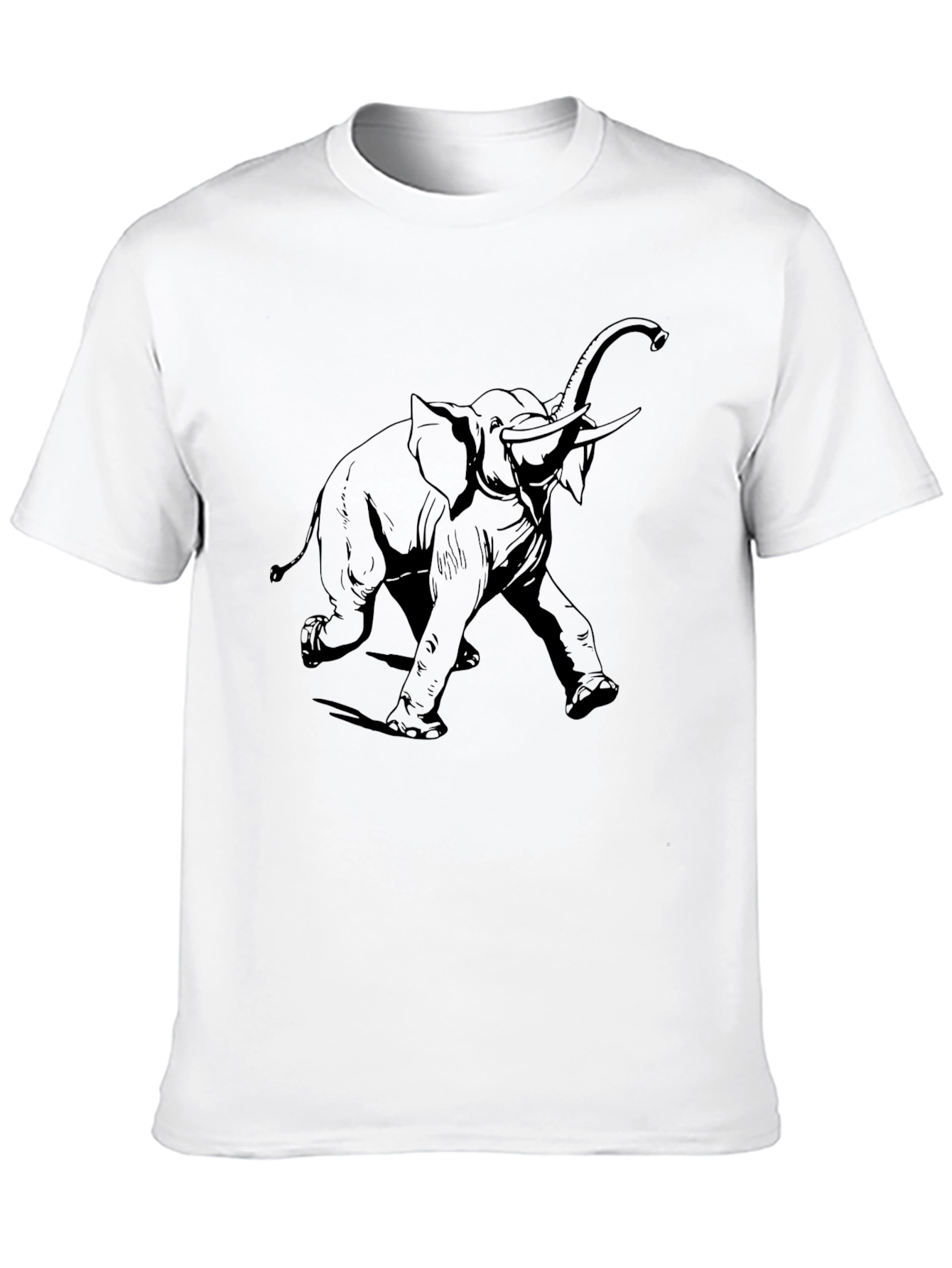 Elephant Graphic Tee - Black Cotton Blend Casual Shirt