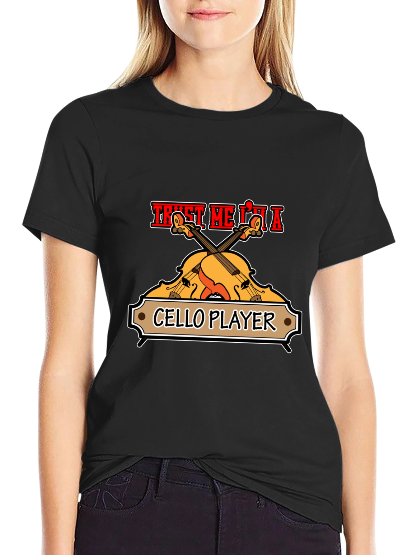 Trust Me Im A Cello Player Black T-Shirt
