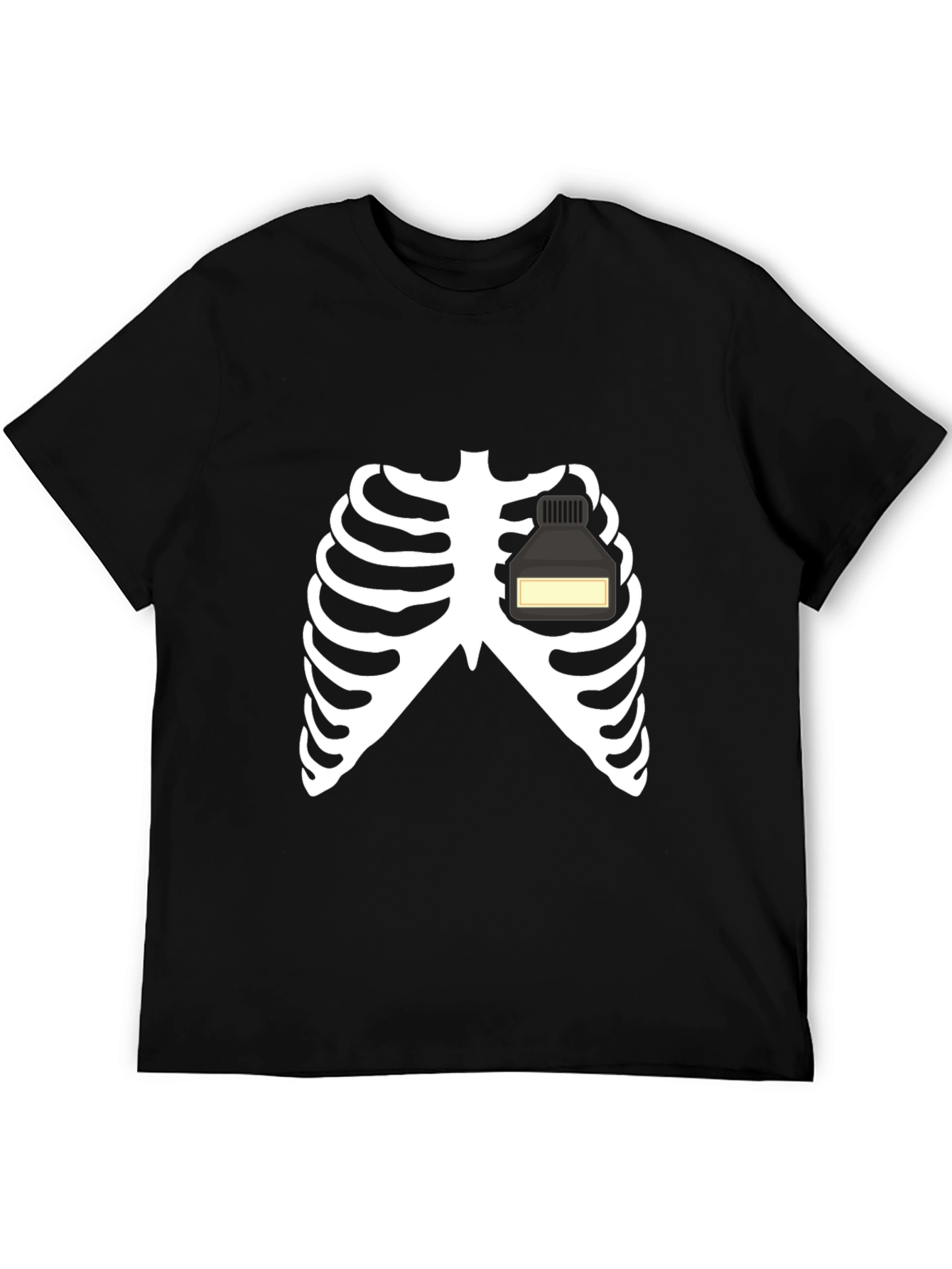 Skeleton Rib Cage Ink Bottle Heart Graphic Tee