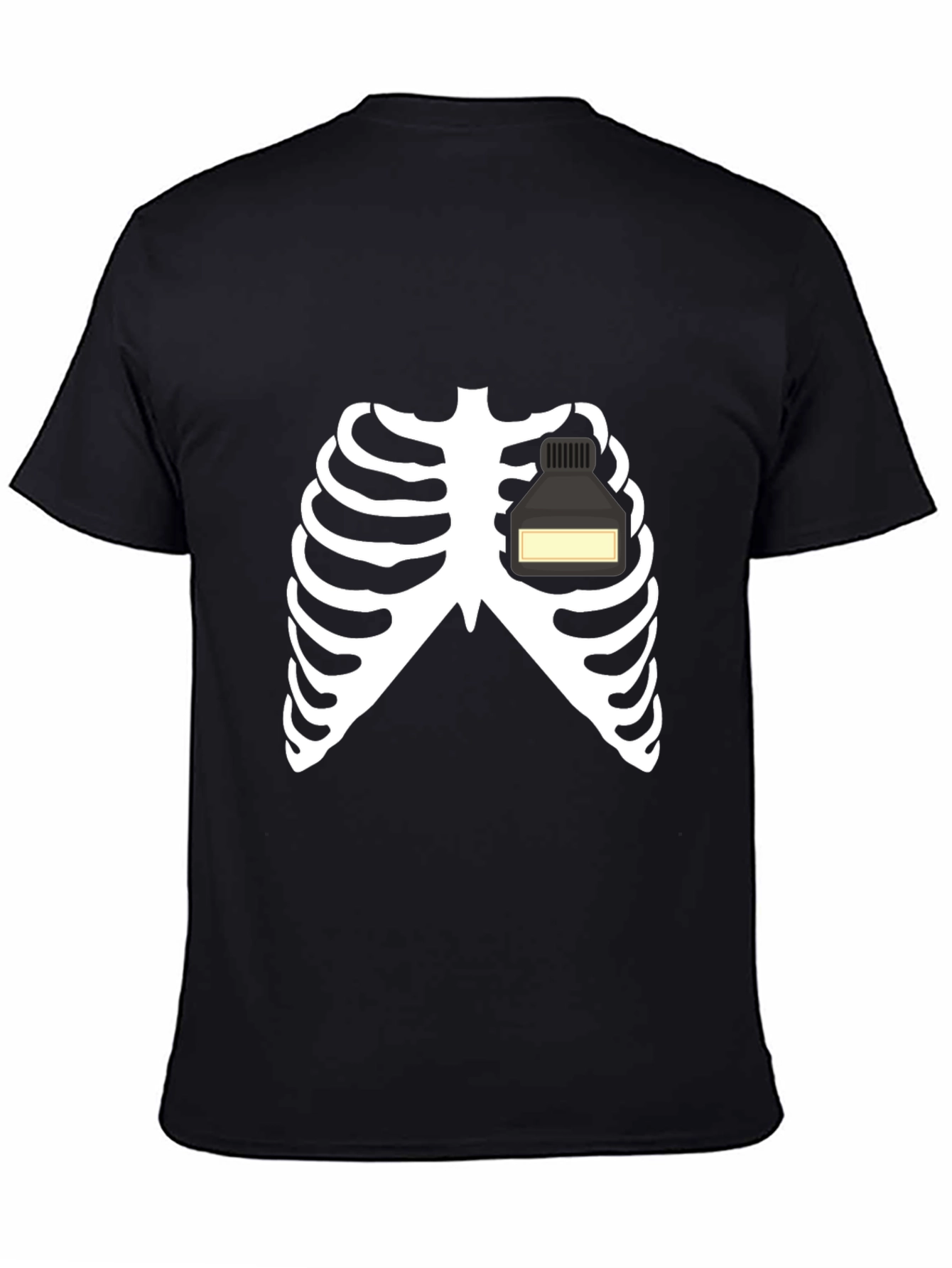 Skeleton Rib Cage Ink Bottle Heart Graphic Tee