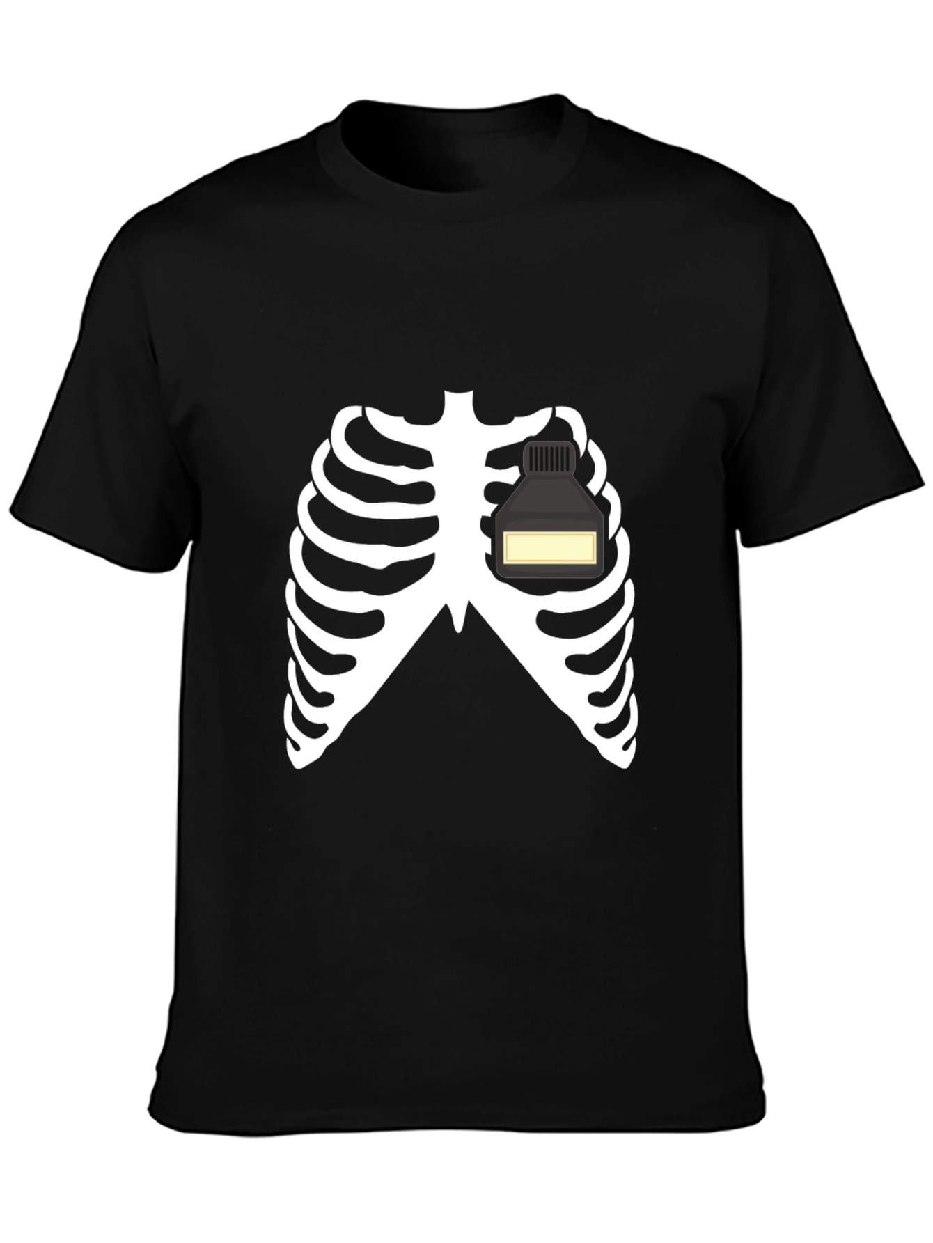Skeleton Rib Cage Ink Bottle Heart Graphic Tee