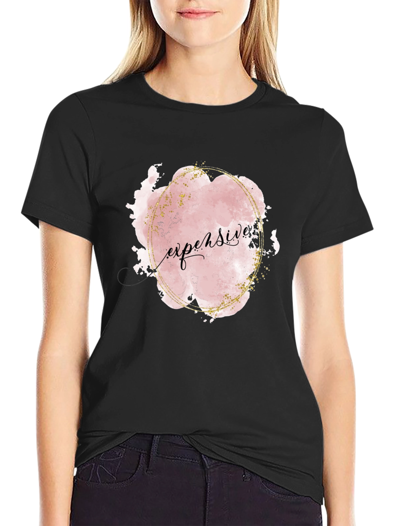 Expensive Graphic Print Black T-Shirt