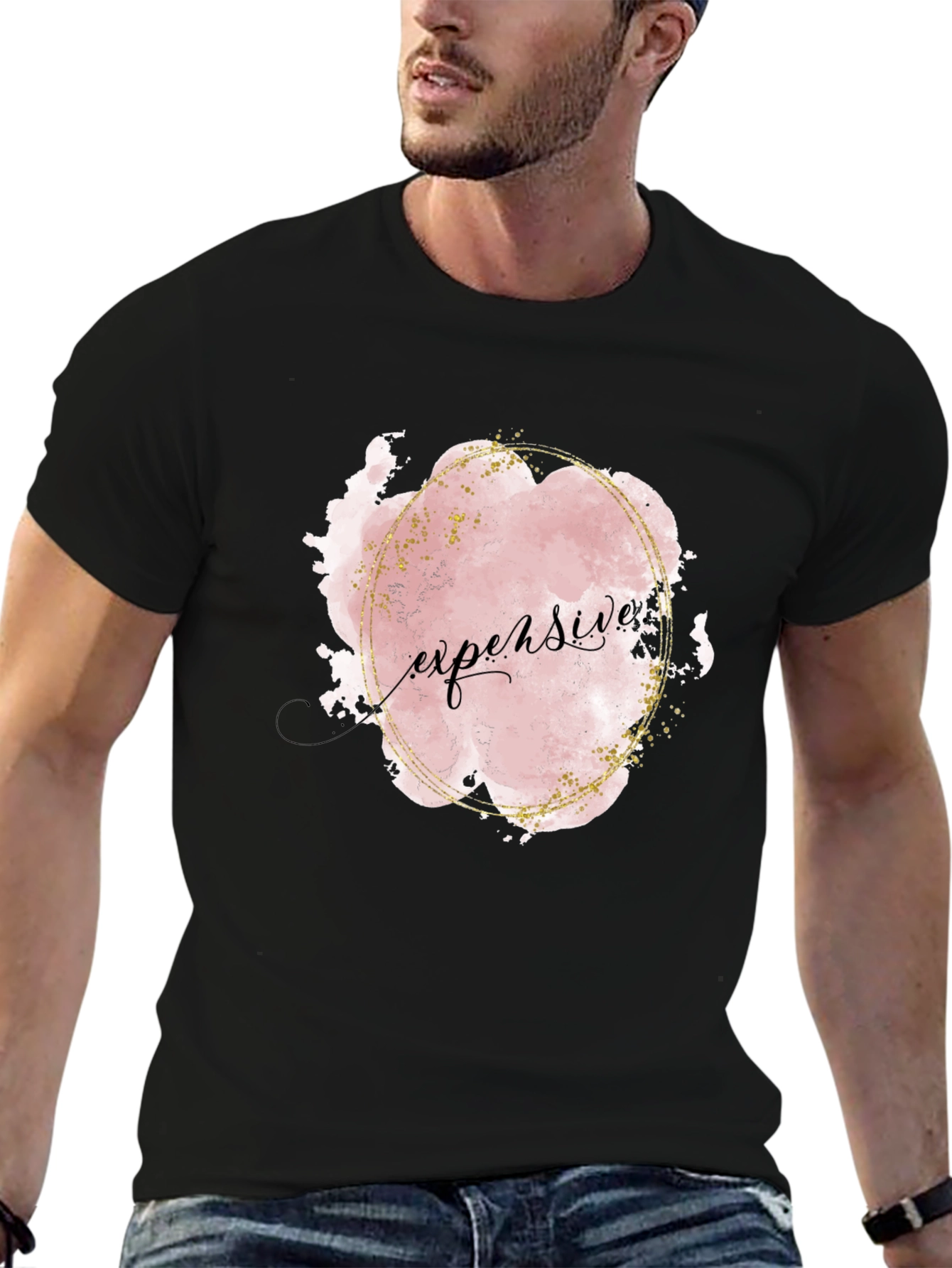 Expensive Graphic Print Black T-Shirt