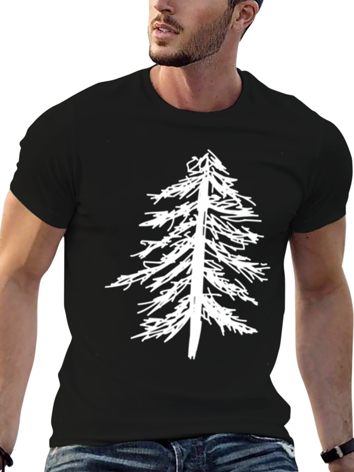 Mens Black Tee with Tree Graphic