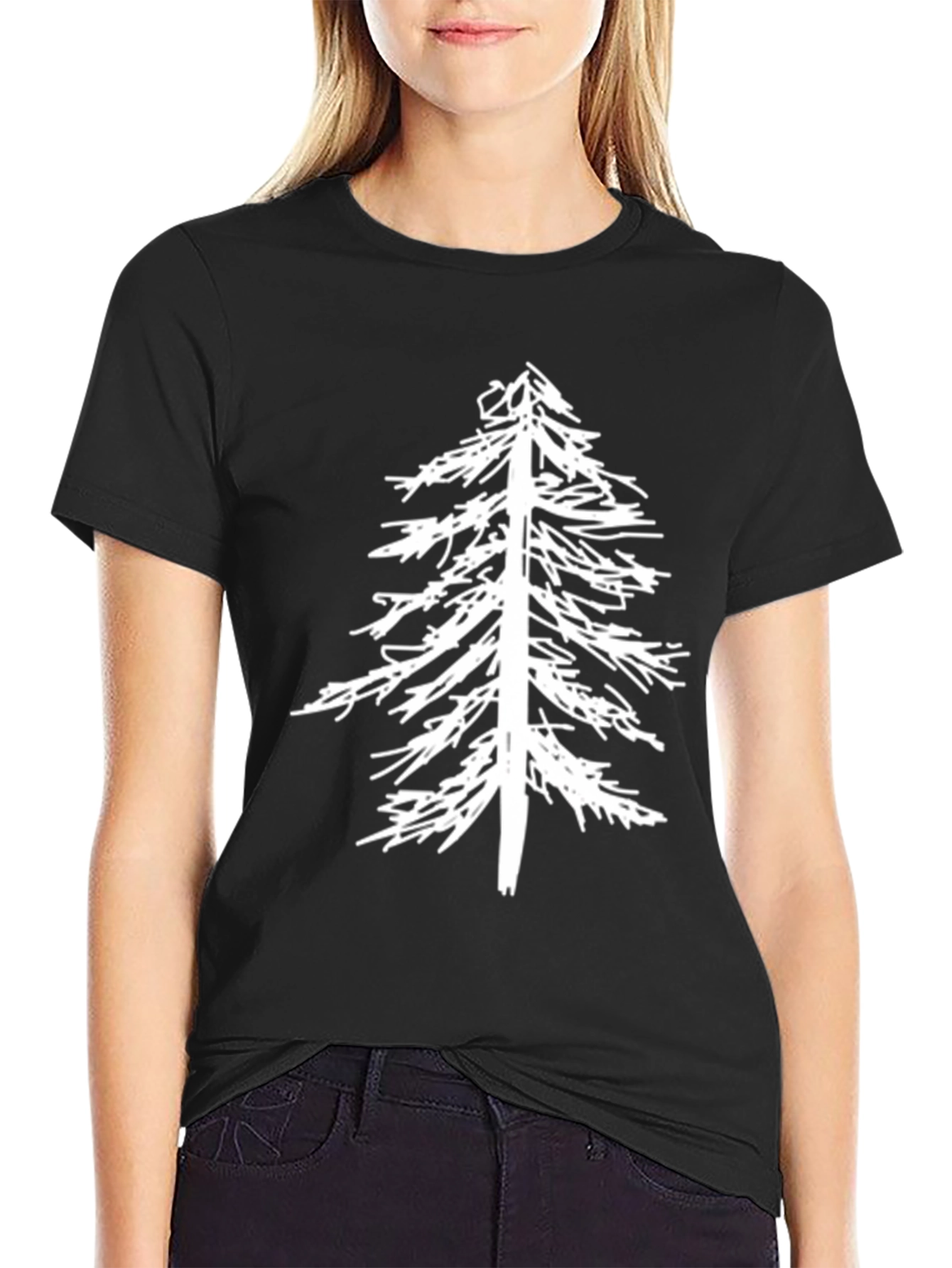 Mens Black Tee with Tree Graphic