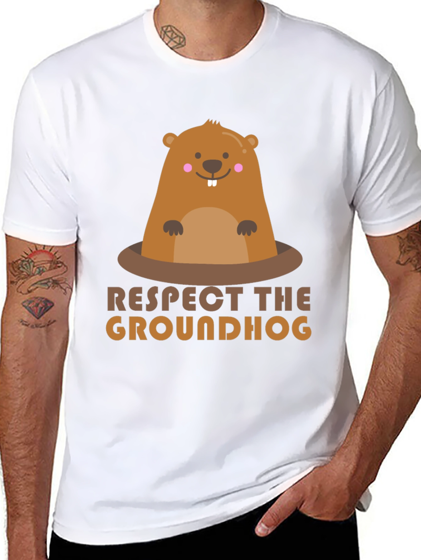 Respect the Groundhog Graphic T-Shirt