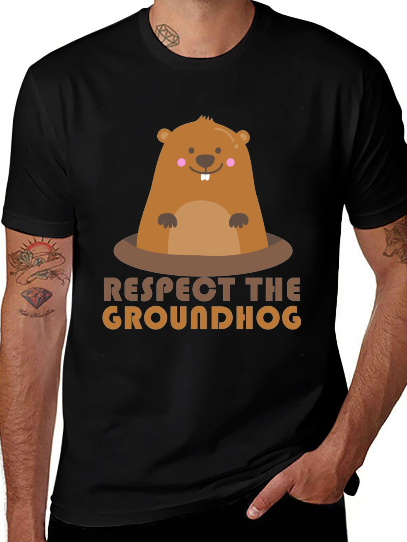 Respect the Groundhog Graphic T-Shirt