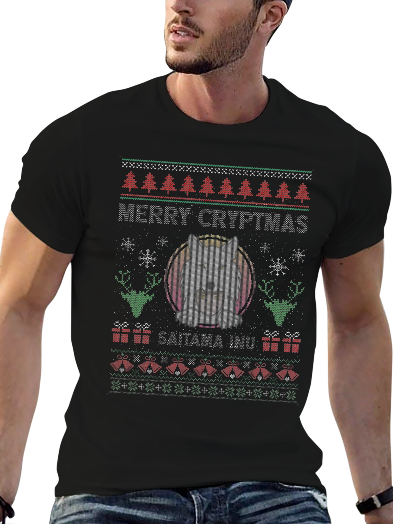 Merry Cryptmas Saitama Inu Ugly Christmas Sweater T-Shirt