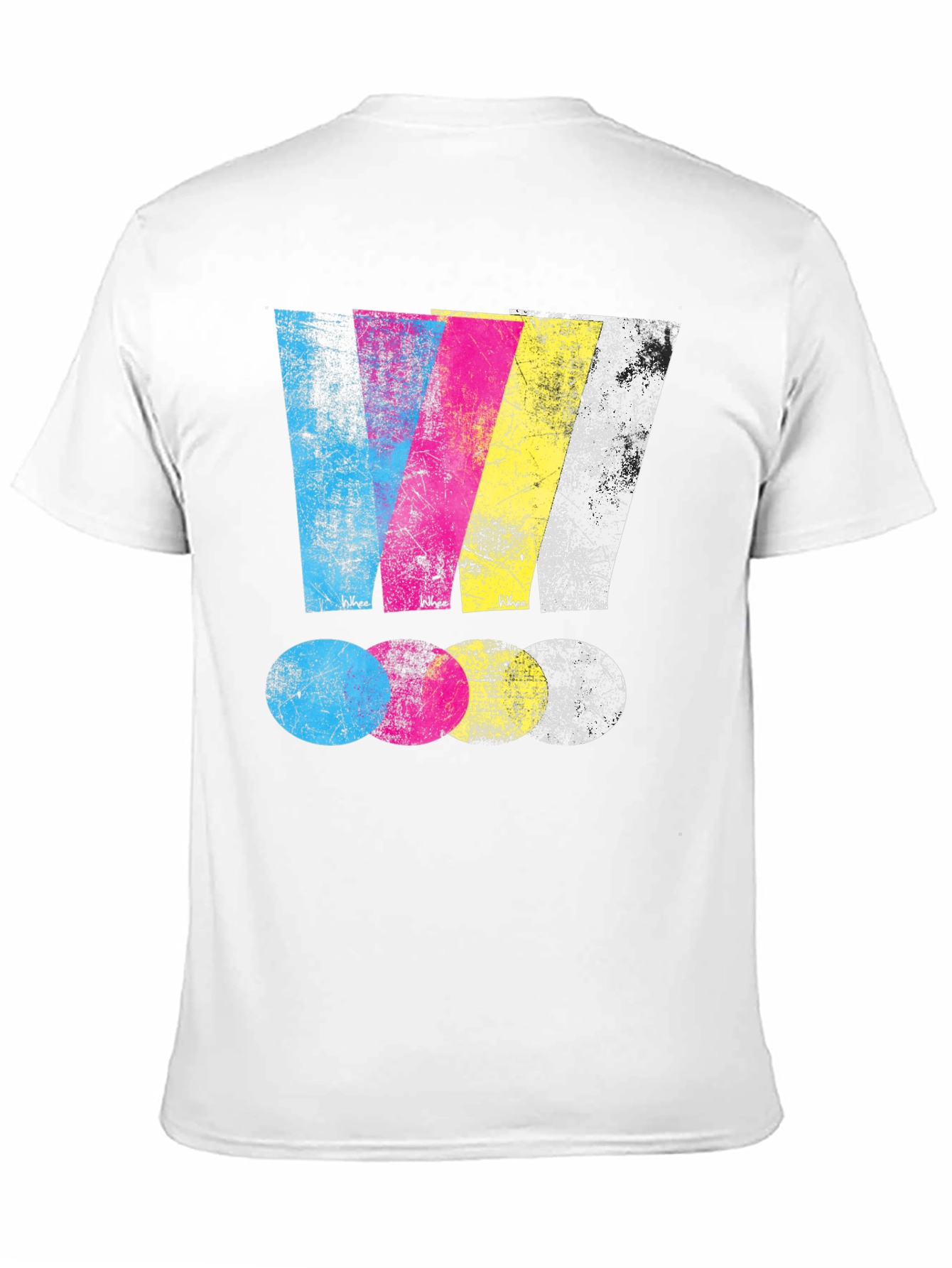 Distressed CMYK Graphic Print Black T-Shirt