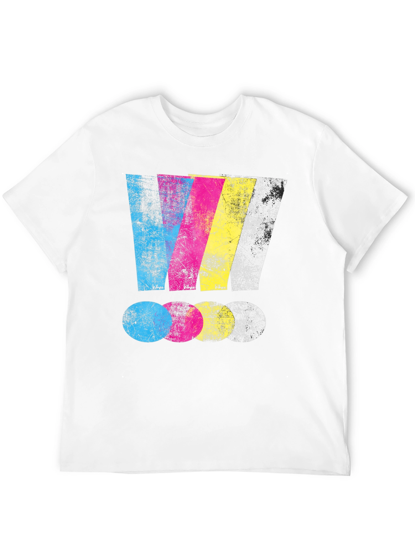 Distressed CMYK Graphic Print Black T-Shirt