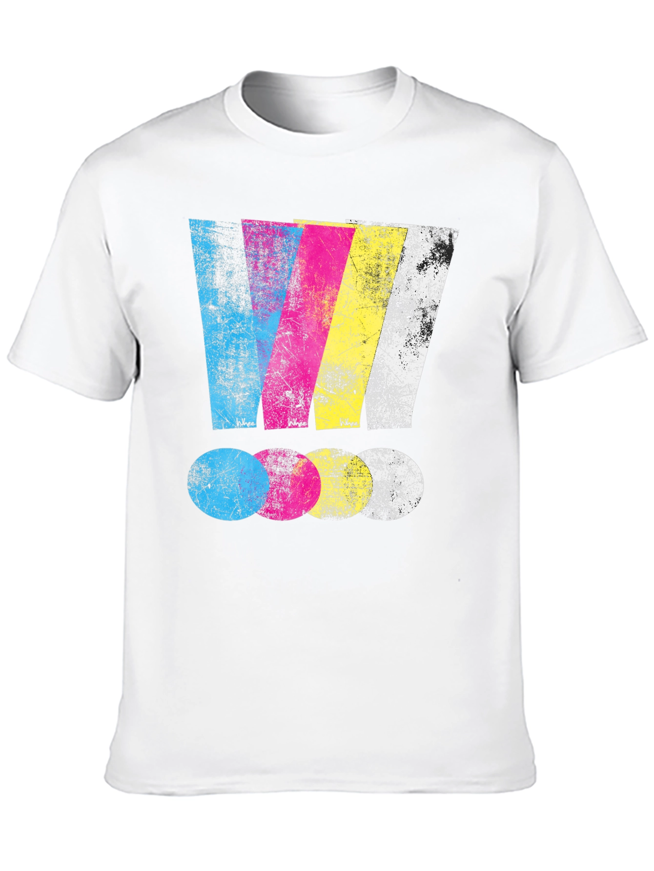 Distressed CMYK Graphic Print Black T-Shirt