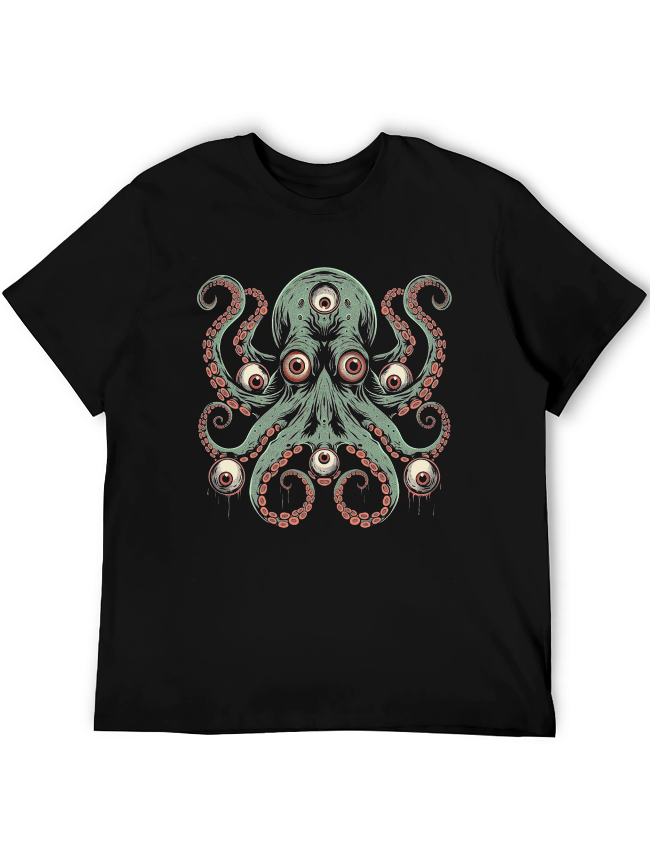 Eye-Catching Octopus Graphic Print Black T-Shirt