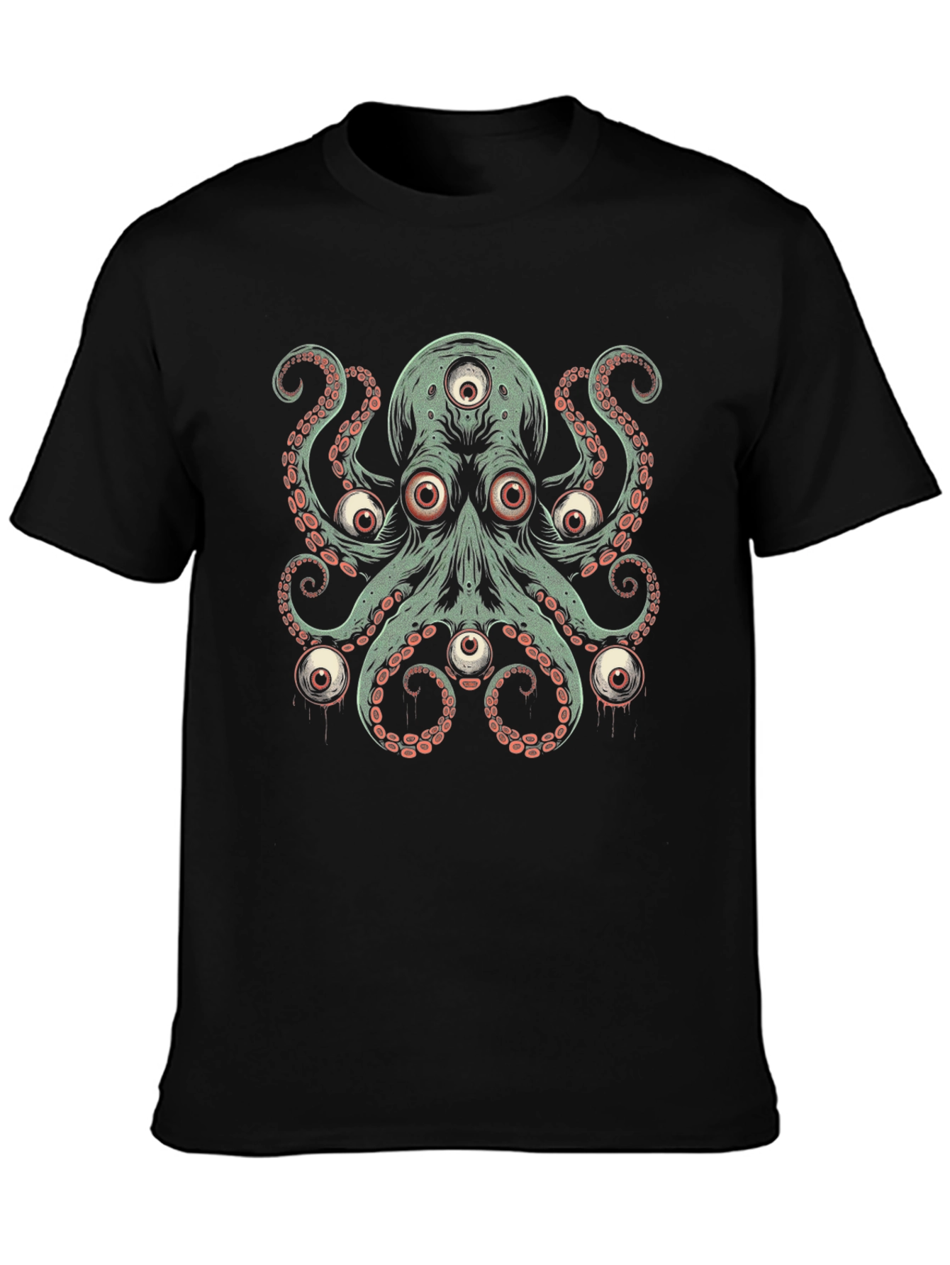 Eye-Catching Octopus Graphic Print Black T-Shirt