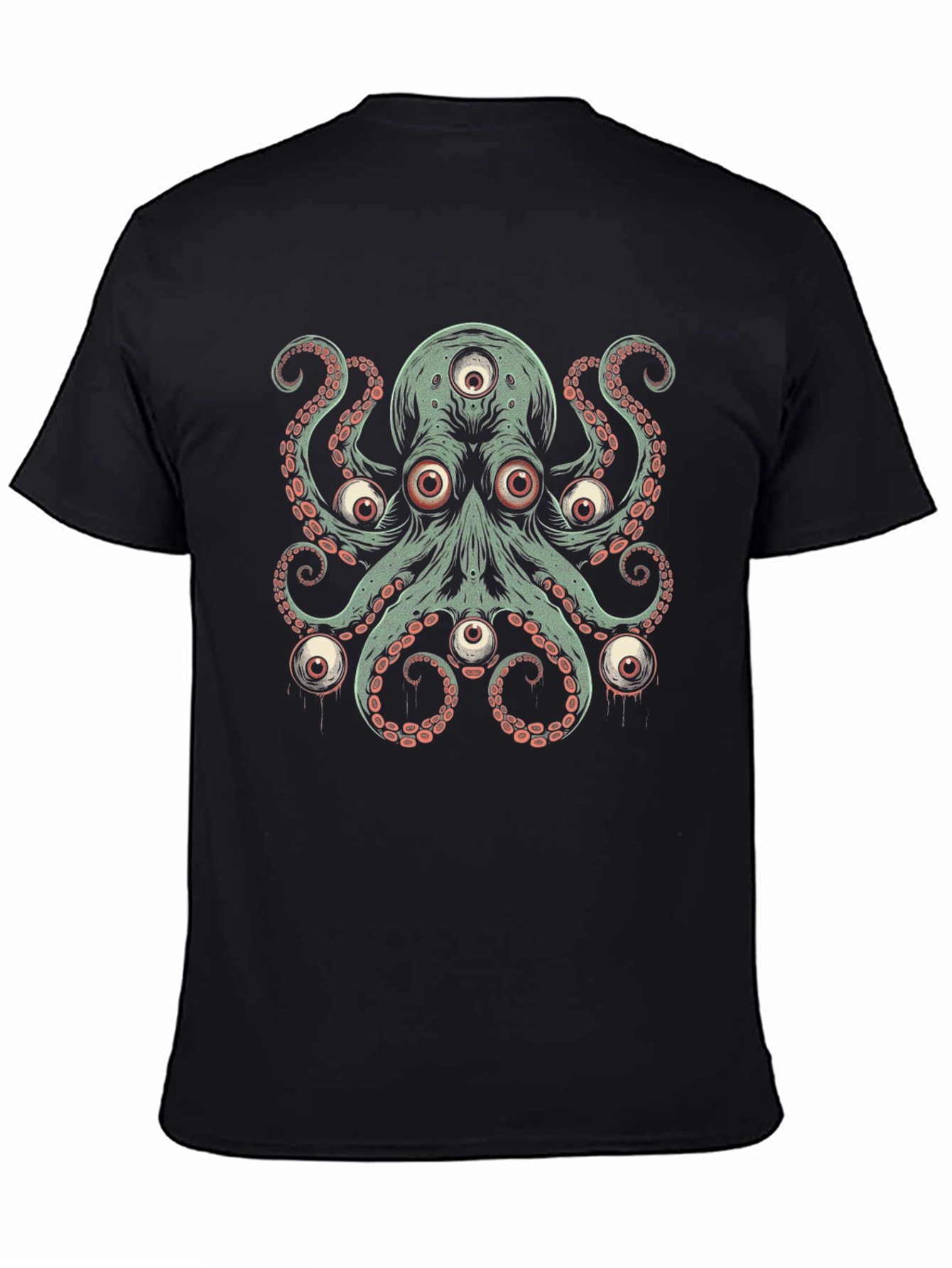 Eye-Catching Octopus Graphic Print Black T-Shirt