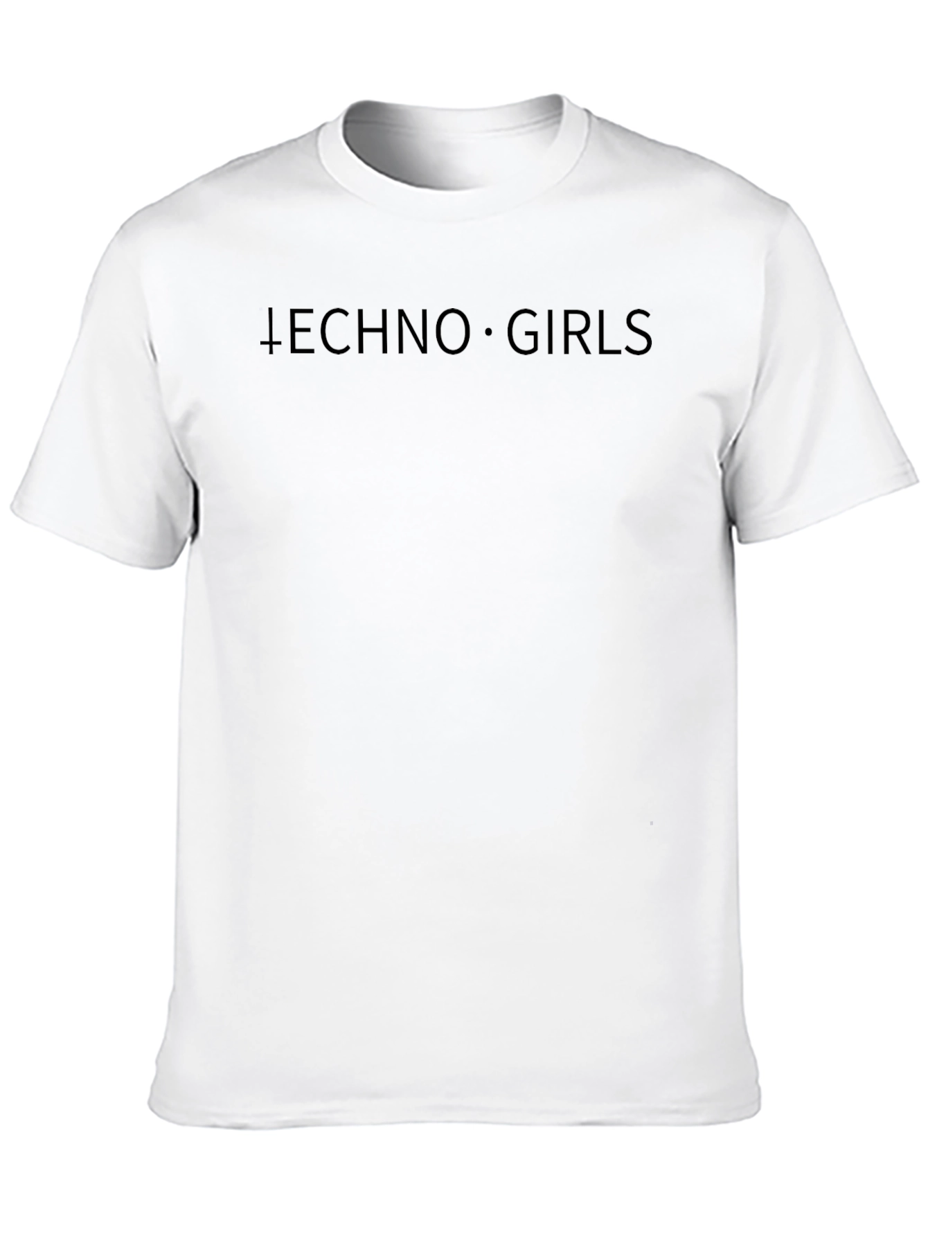 Techno Girls Graphic Tee - Black Cotton Casual