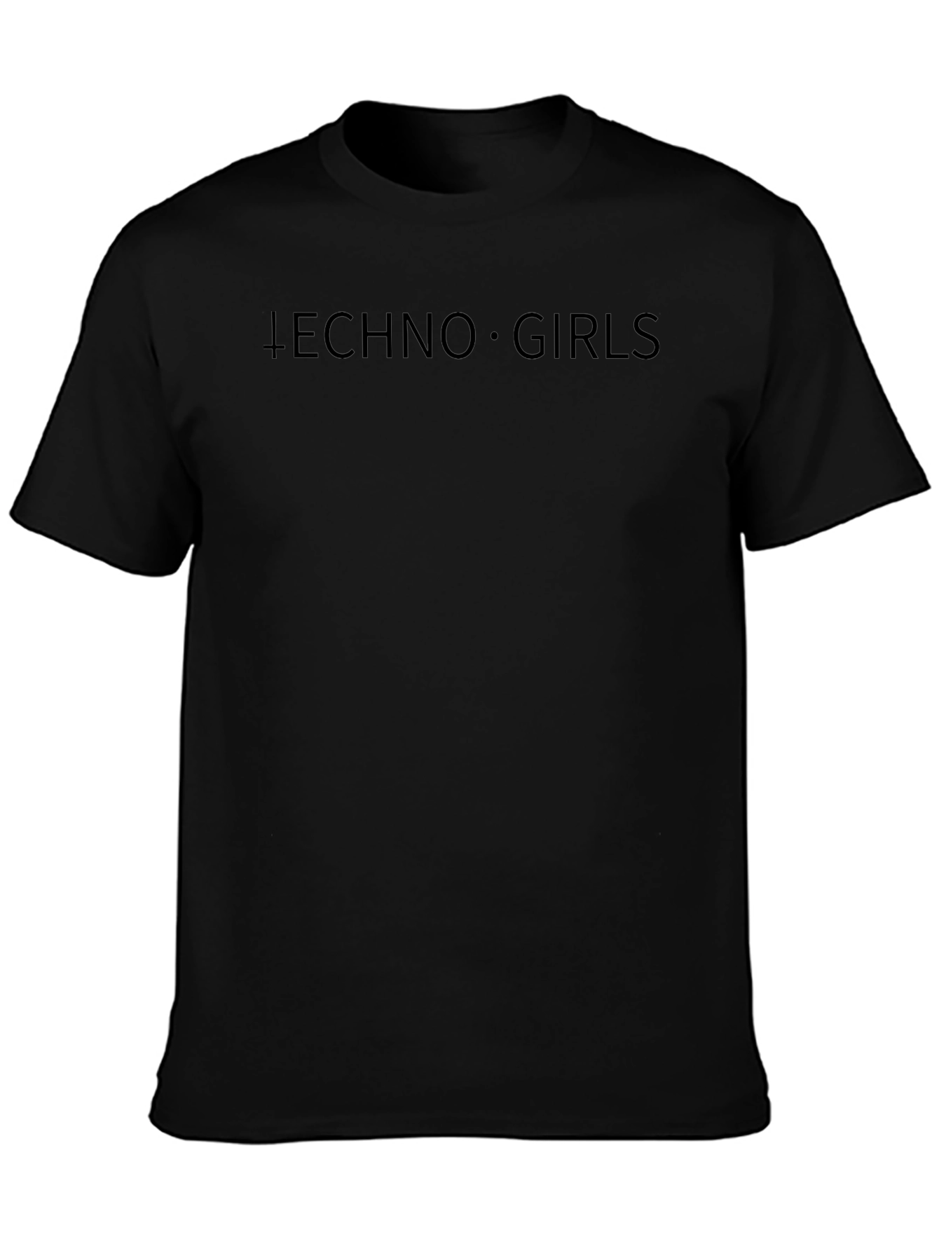 Techno Girls Graphic Tee - Black Cotton Casual