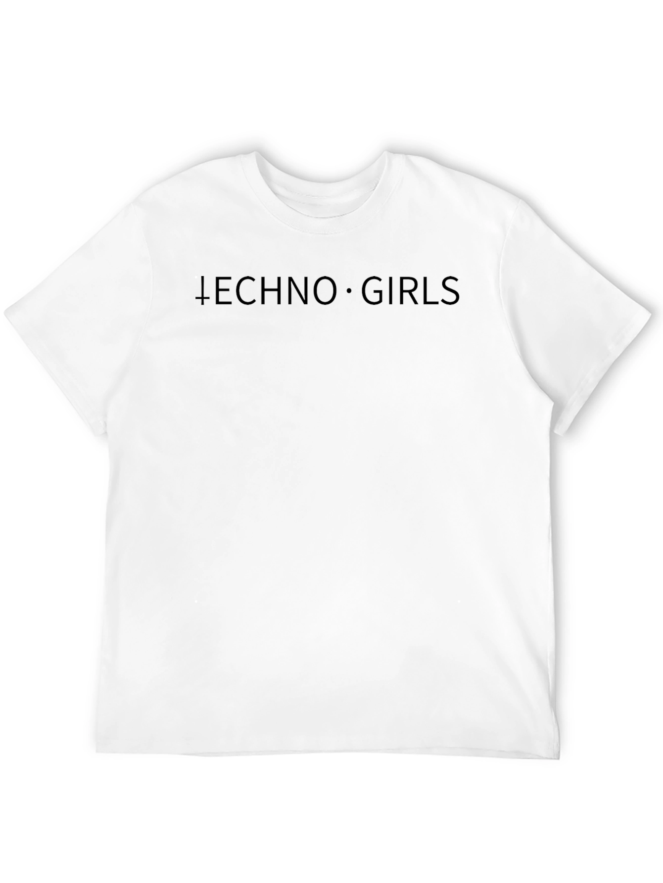 Techno Girls Graphic Tee - Black Cotton Casual