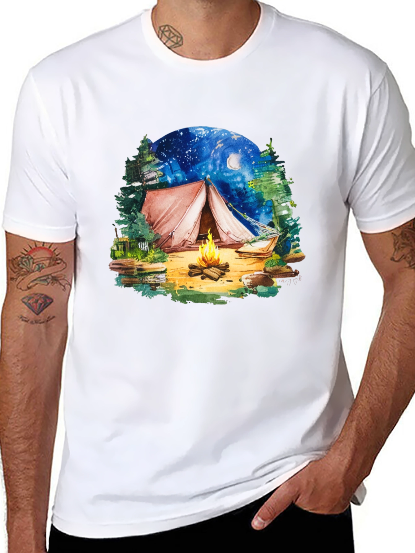 Camping Tent Bonfire Graphic Tee