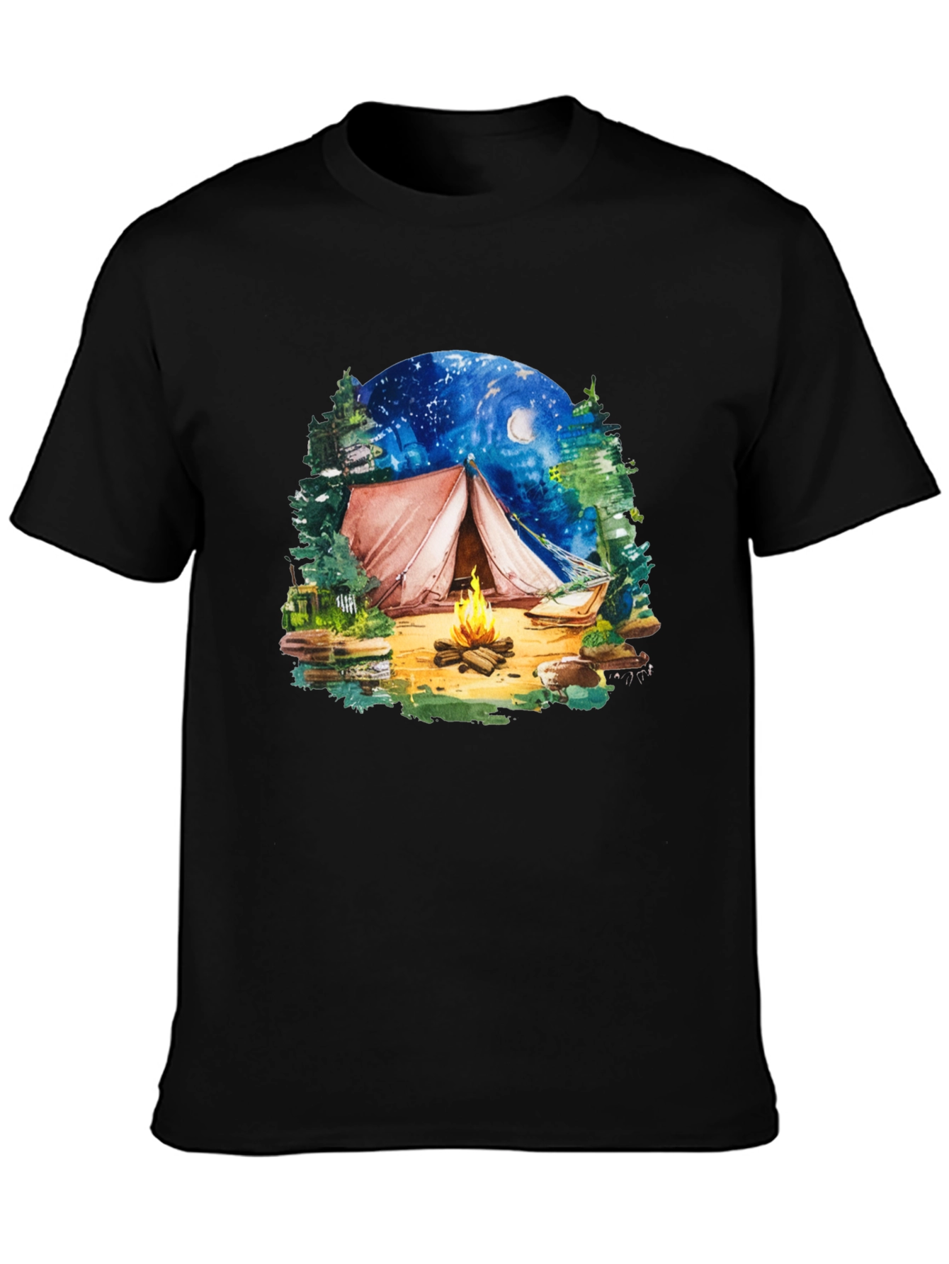 Camping Tent Bonfire Graphic Tee